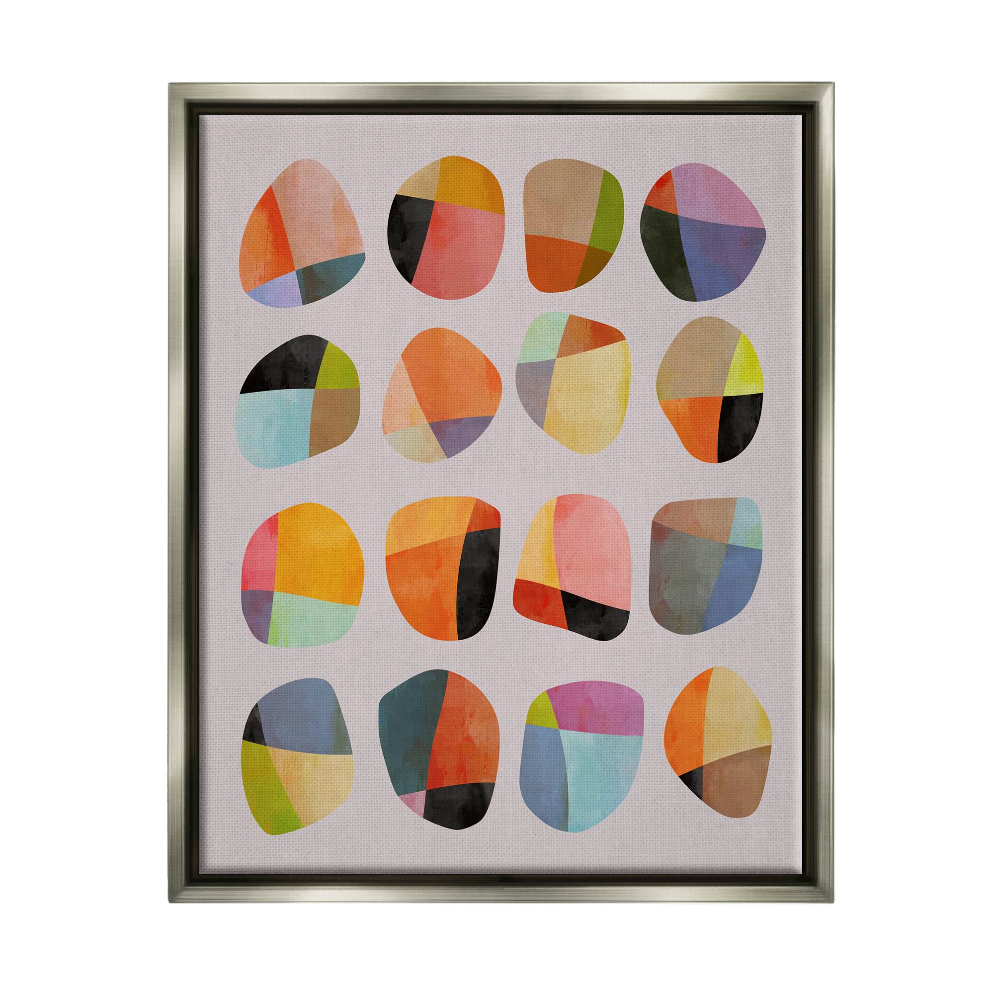 Stupell Industries Modern Circular Shapes Abstract Painting Gray Floater Framed Art Print Wall Art, 25 x 31