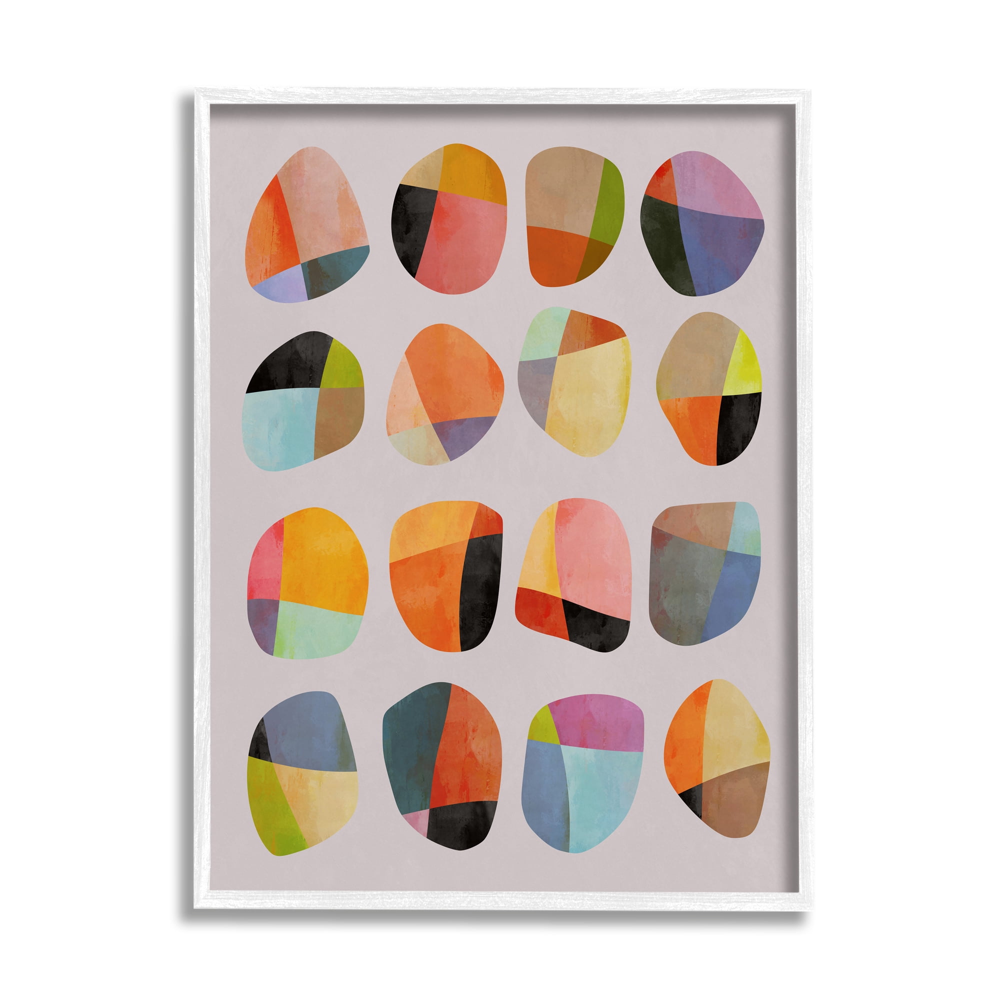 Stupell Industries Modern Circular Shapes Abstract Painting White Framed Art Print Wall Art, 24 x 30