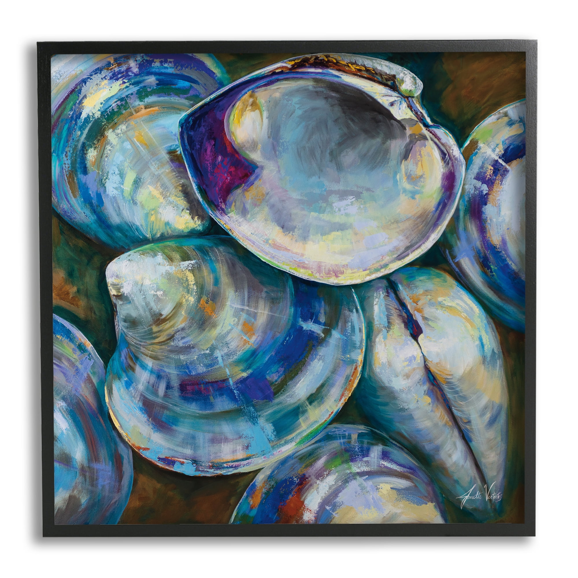 Stupell Industries Modern Clam Shells Coastal Invertebrate Seashell Expressive Painting, 12 x 12, Design by Jeanette Vertentes