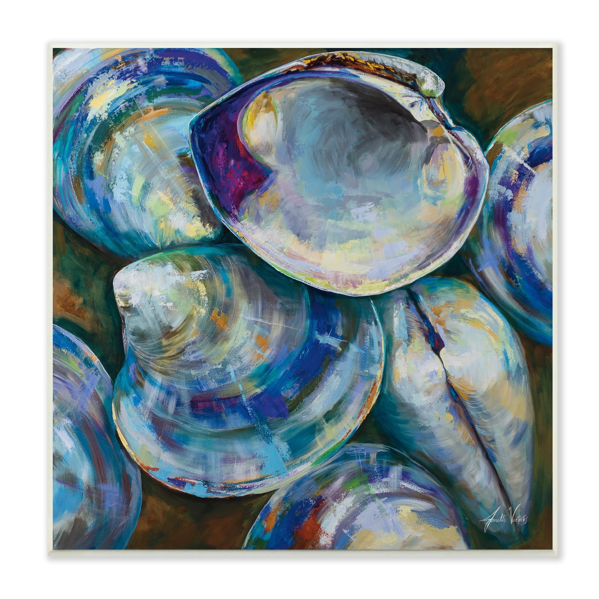 Stupell Industries Modern Clam Shells Coastal Invertebrate Seashell Expressive Painting, 12 x 12, Design by Jeanette Vertentes