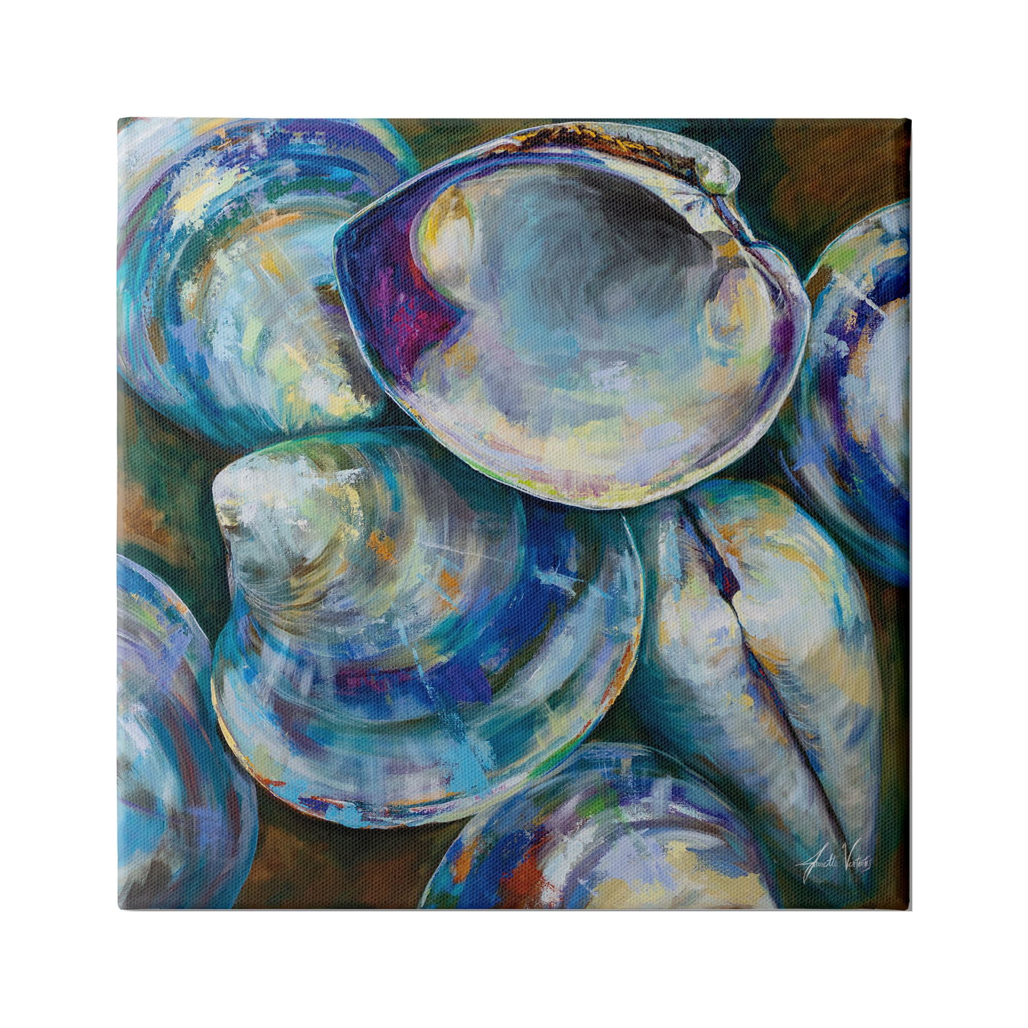 Stupell Industries Modern Clam Shells Coastal Invertebrate Seashell Expressive Painting, 17 x 17, Design by Jeanette Vertentes