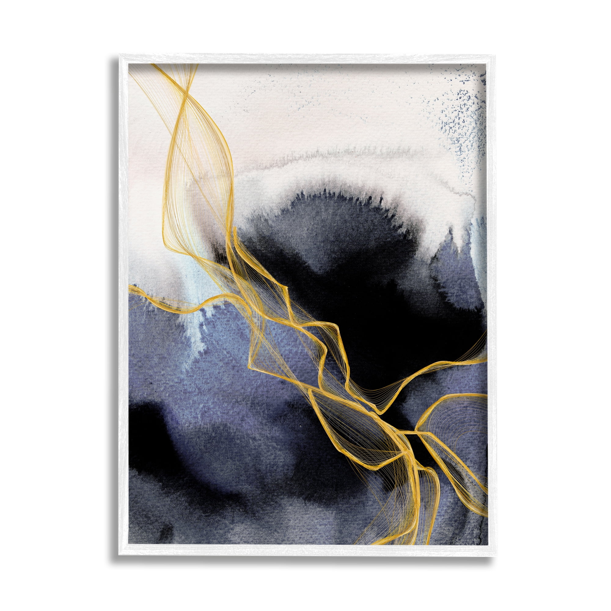 Modern Coastal Abstract Blue and Gold Canvas Print