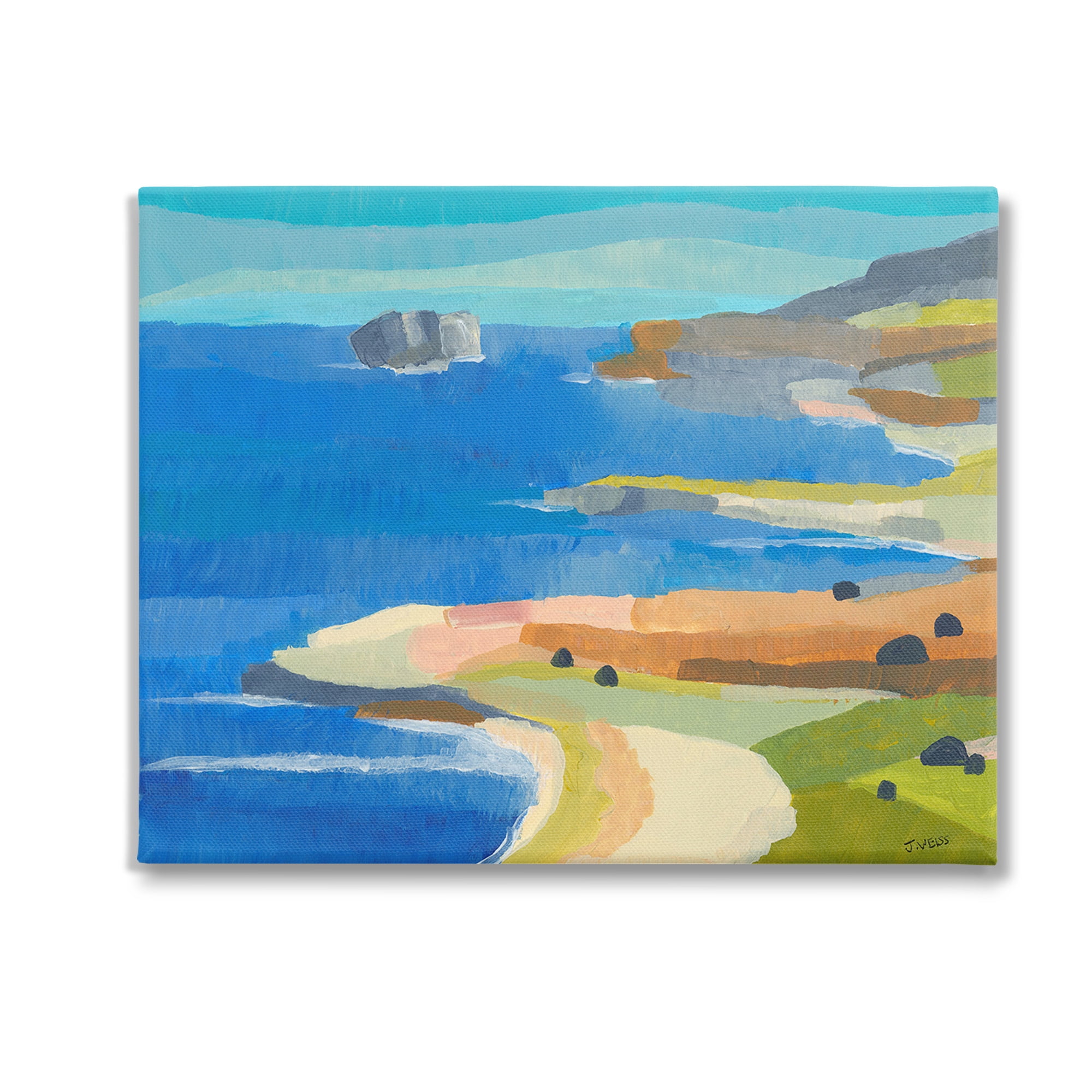 Stupell Industries Modern Coastal Inlets Landscape Painting Gallery Wrapped Canvas Art Print Wall Art, 20 x 16