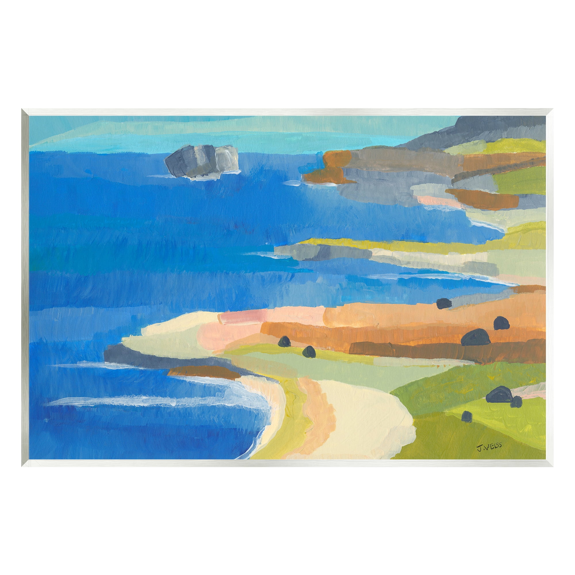 Stupell Industries Modern Coastal Inlets Landscape Painting Unframed Art Print Wall Art, 19 x 13