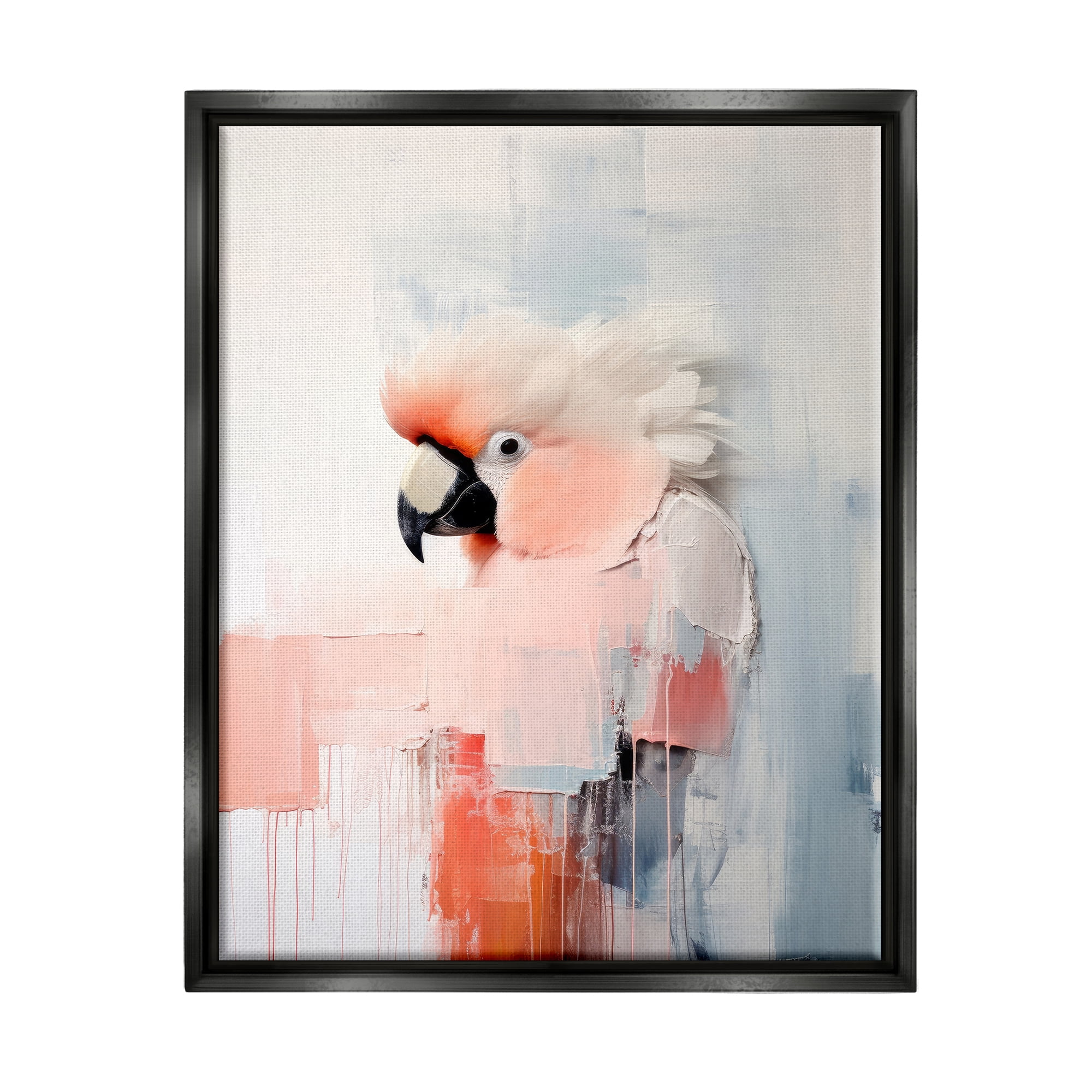 Stupell Industries Modern Cockatoo Portrait Animals & Insects Painting Black Floater Framed Canvas Art Print Wall Art, 25 x 31