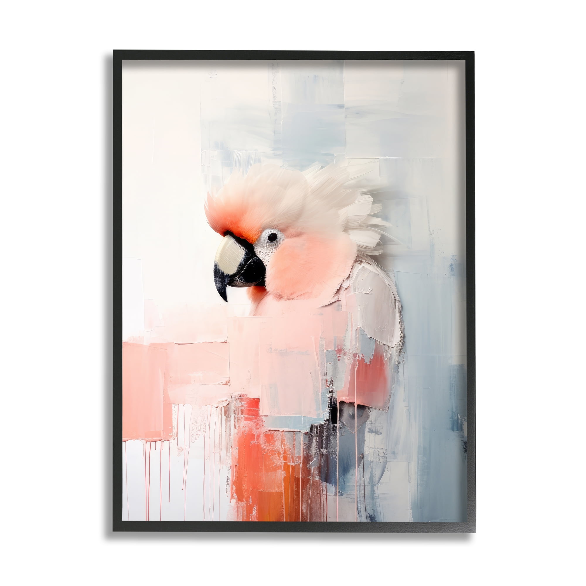 Modern Cockatoo Portrait Abstract Canvas Print in Black Frame