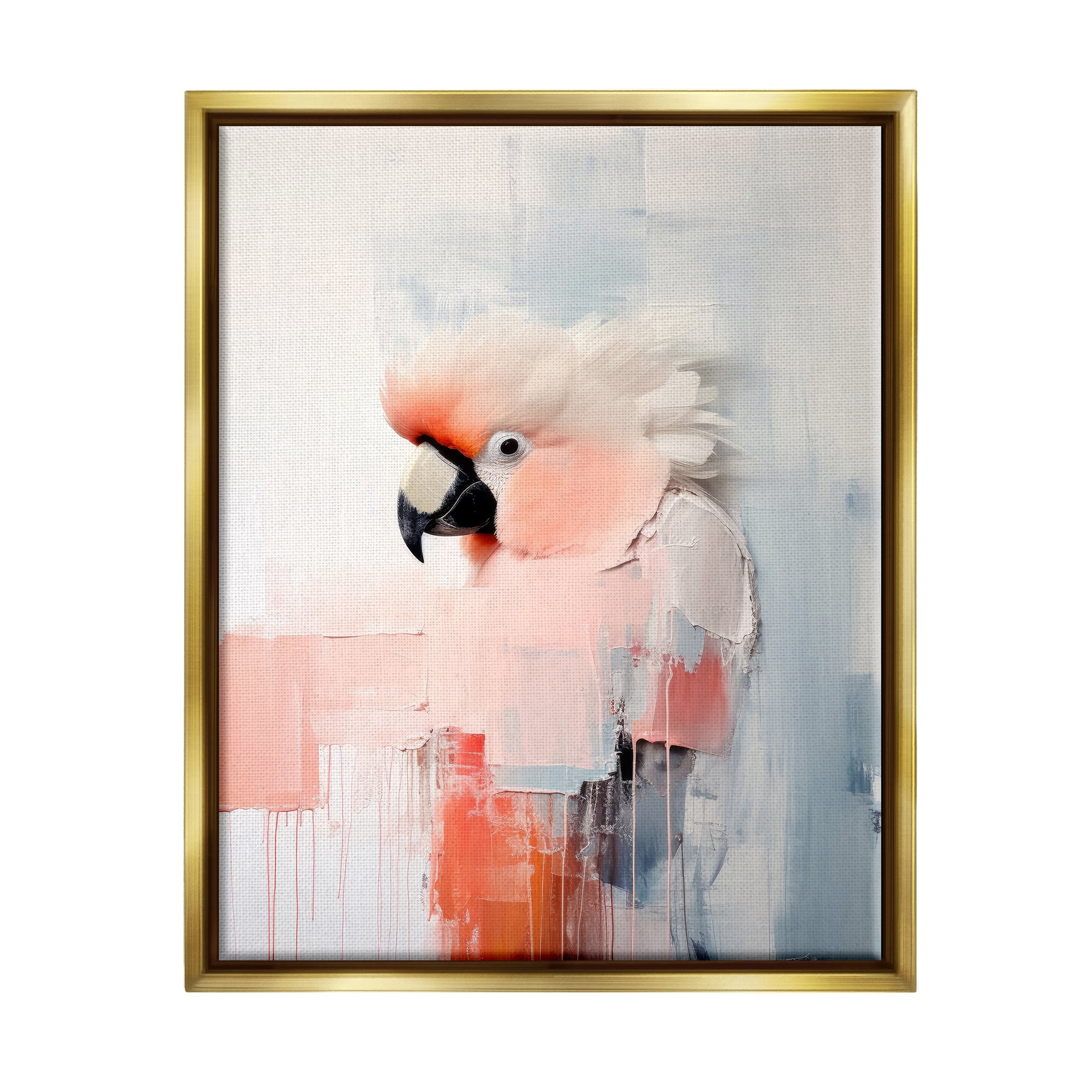 Stupell Industries Modern Cockatoo Portrait Animals & Insects Painting Gold Floater Framed Canvas Art Print Wall Art, 25 x 31