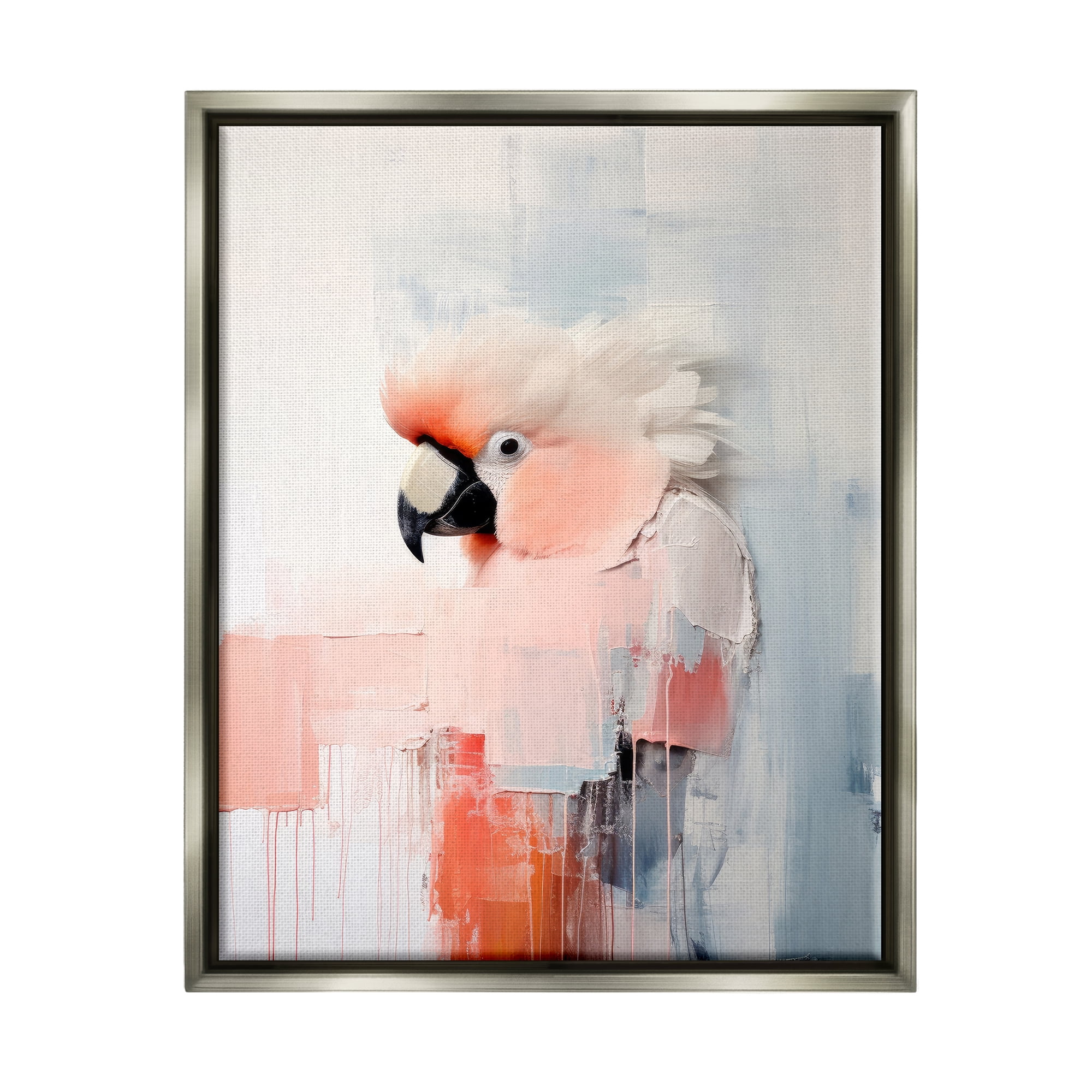 Stupell Industries Modern Cockatoo Portrait Animals & Insects Painting Gray Floater Framed Canvas Art Print Wall Art, 25 x 31