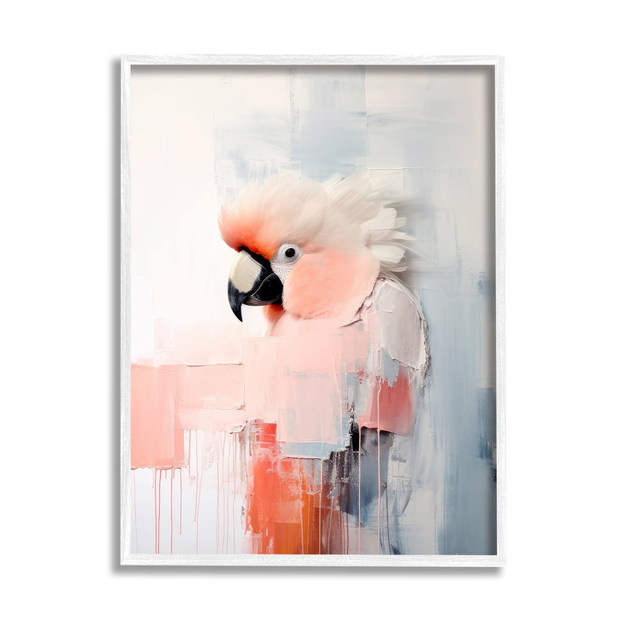 White Framed Abstract Cockatoo Portrait Canvas Print, 11 x 14