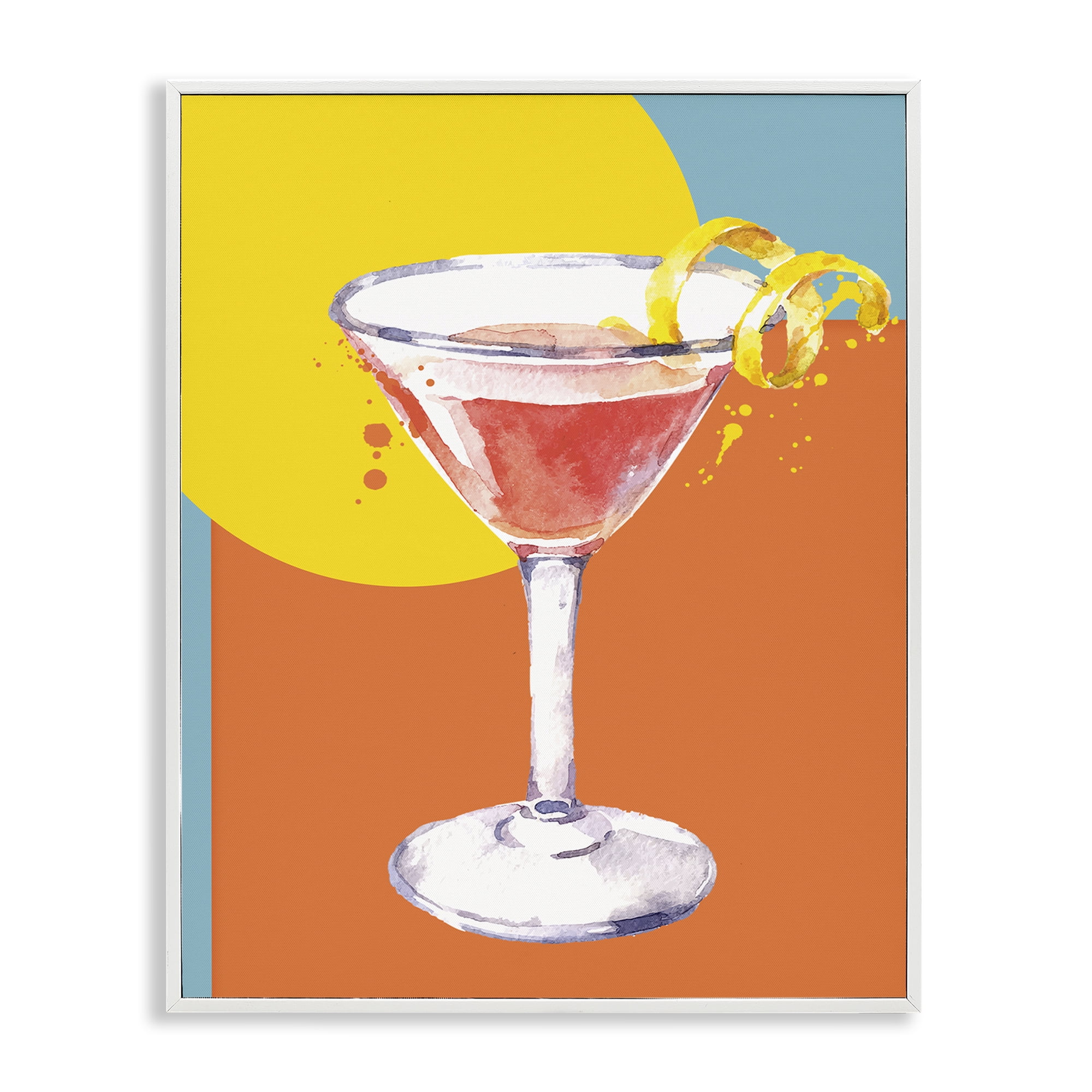 Stupell Industries Modern Cocktail Lemon Peel Food & Beverage Painting White Framed Art Print Wall Art, 24 x 30