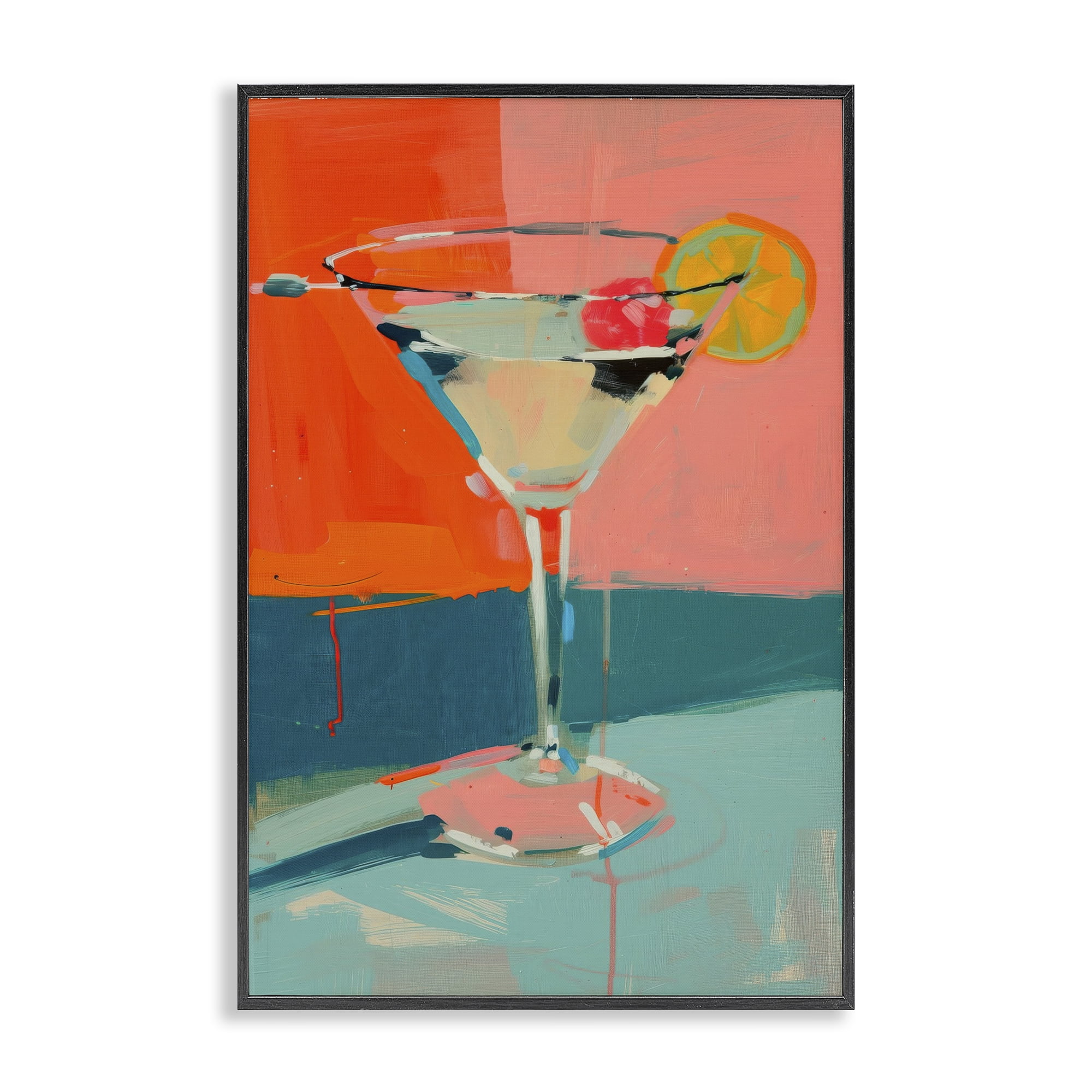 Stupell Industries Modern Cocktail Time Food & Beverage Painting Black Framed Art Print Wall Art, 16 x 24