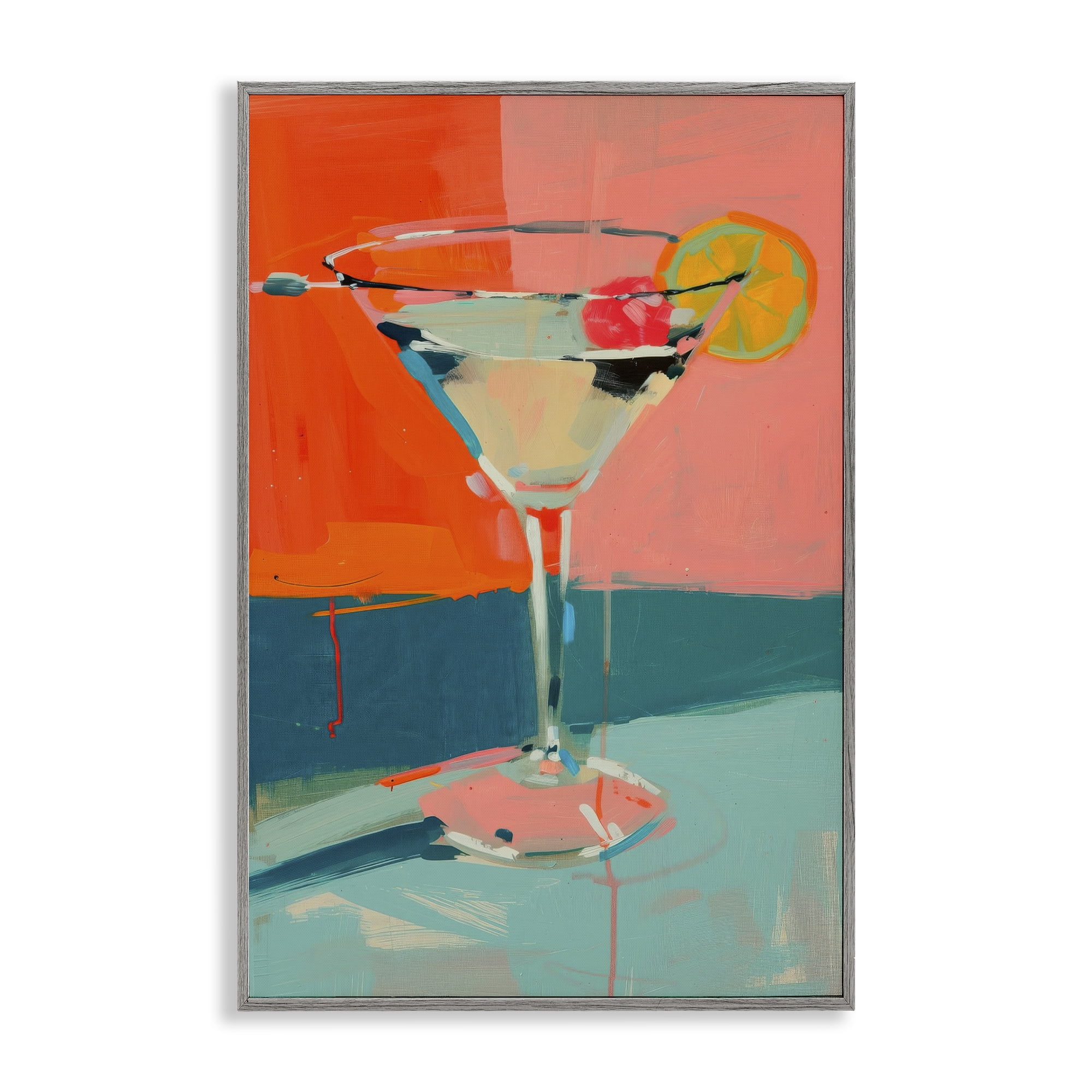 Stupell Industries Modern Cocktail Time Food & Beverage Painting Gray Framed Art Print Wall Art, 20 x 30