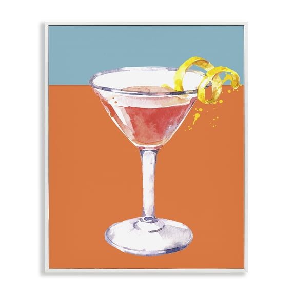 Stupell Industries Modern Cocktail on Blocked Hues White Framed Giclee Art, 24 x 30, by Susan Jill