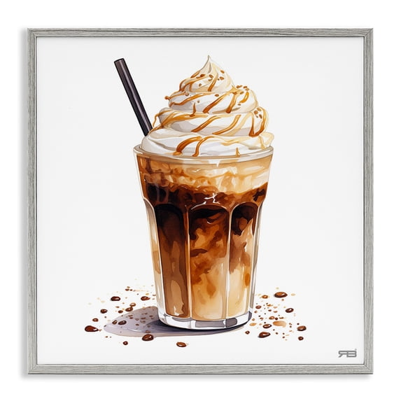 Stupell Industries Modern Coffee Dessert Drink Gray Framed Giclee Art, 17 x 17, by RB