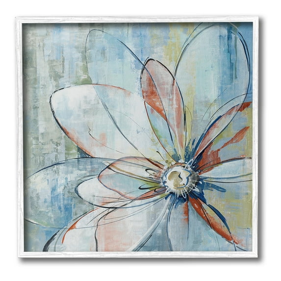 Stupell Industries Modern Collaged Flower Botanical & Floral Painting White Framed Art Print Wall Art, 24 x 24