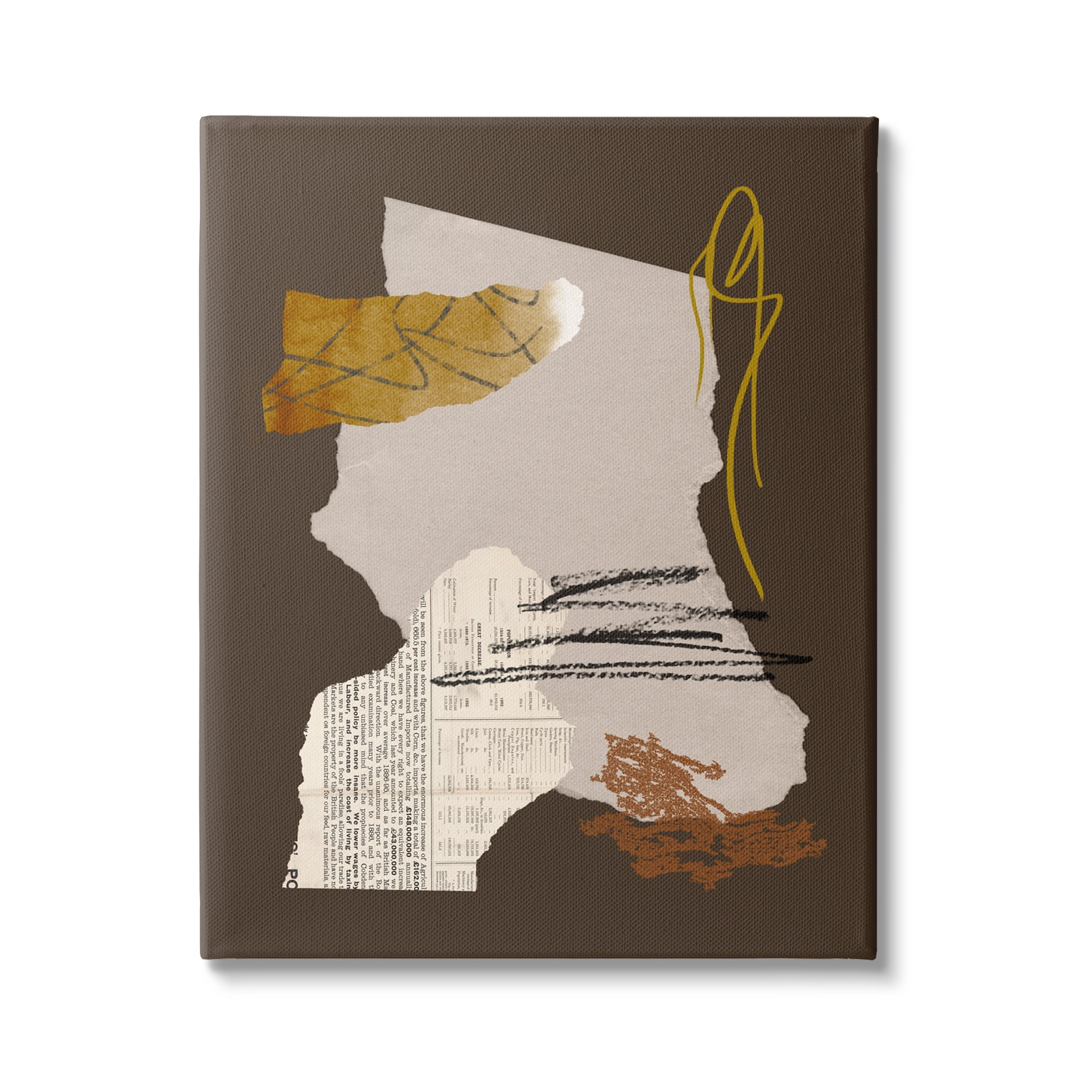 Stupell Industries Modern Collaged Shapes Abstract Layered Scribble Lines Graphic Art Gallery Wrapped Canvas Print Wall Art, Design by Melissa Wang