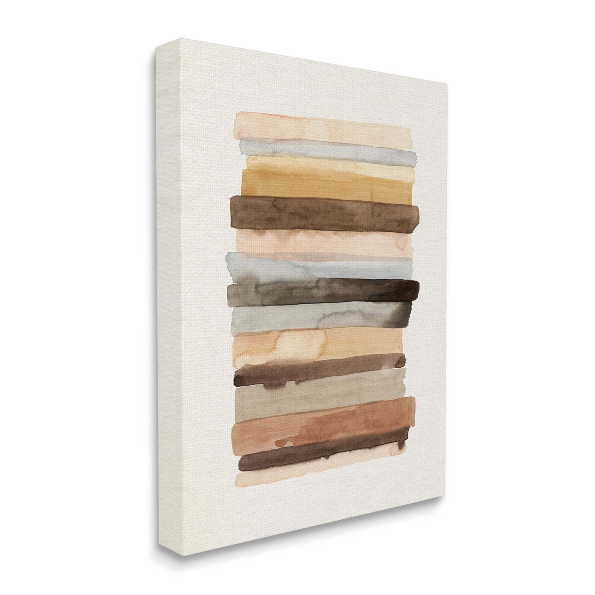 Stupell Industries Modern Color Abstraction Layered Earth Tone Shapes Abstract Painting Gallery Wrapped Canvas Print Wall Art, 16 x 20