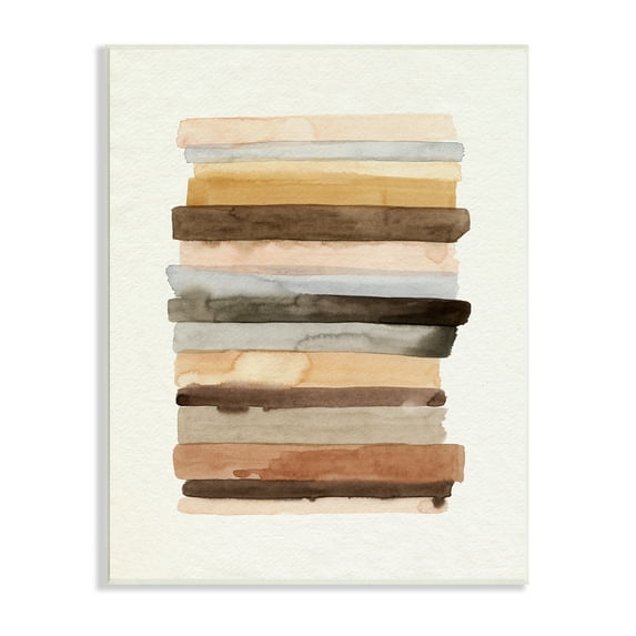 Stupell Industries Modern Color Abstraction Layered Earth Tone Shapes Abstract Painting Unframed Art Print Wall Art, 10 x 15