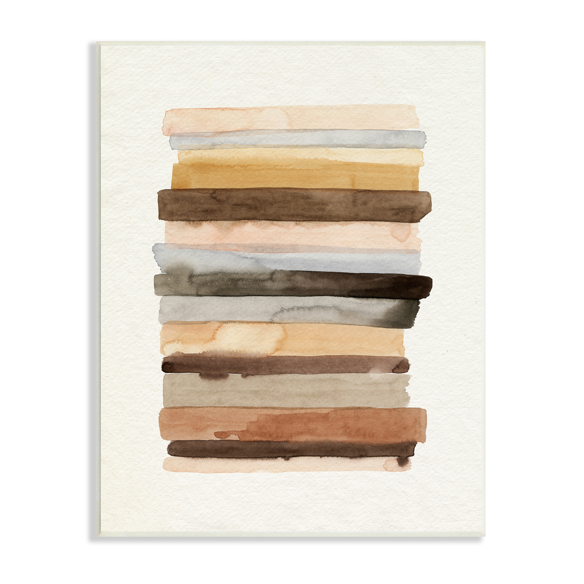 Stupell Industries Modern Color Abstraction Layered Earth Tone Shapes Abstract Painting Unframed Art Print Wall Art, 13 x 19