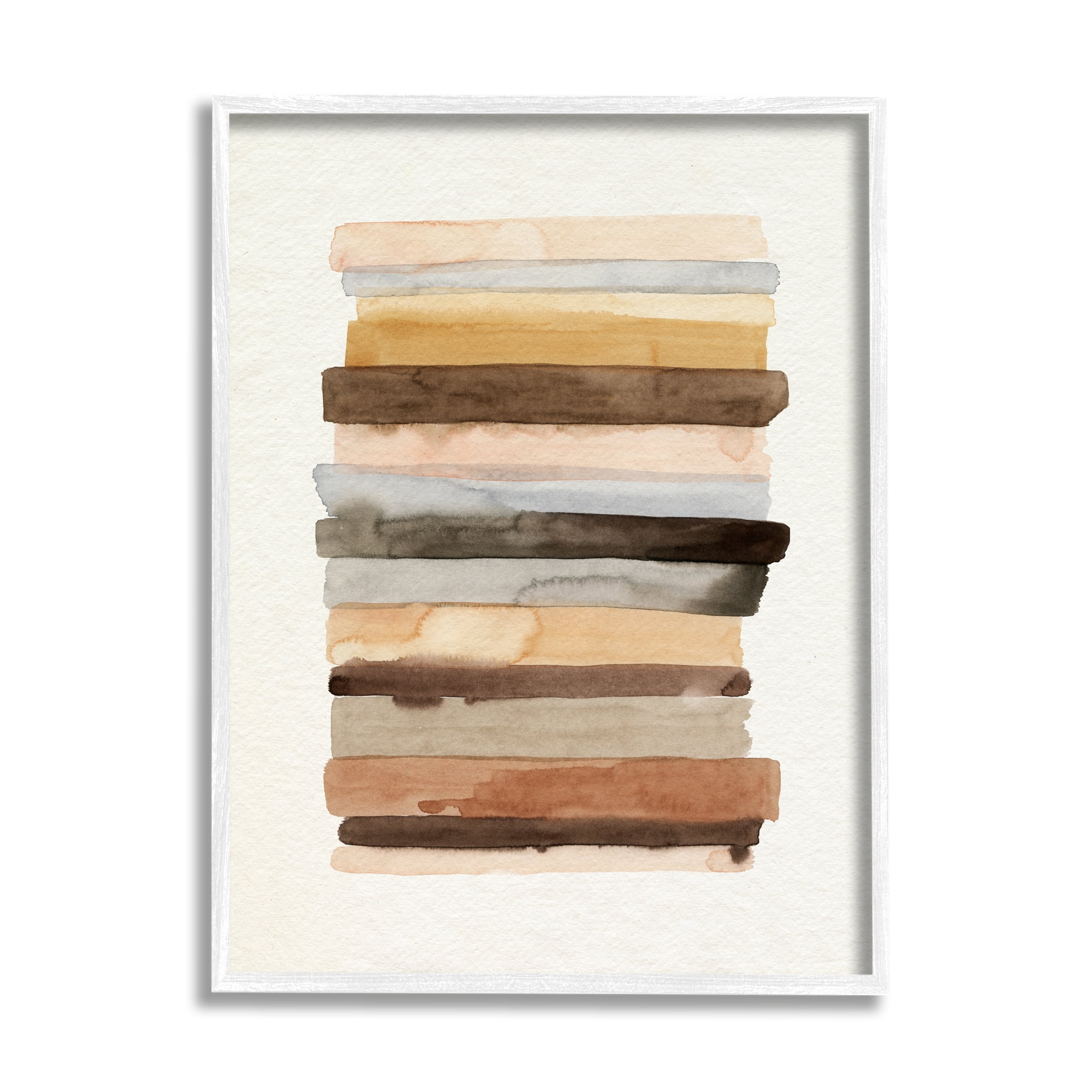 Stupell Industries Modern Color Abstraction Layered Earth Tone Shapes Abstract Painting White Framed Art Print Wall Art, 16 x 20