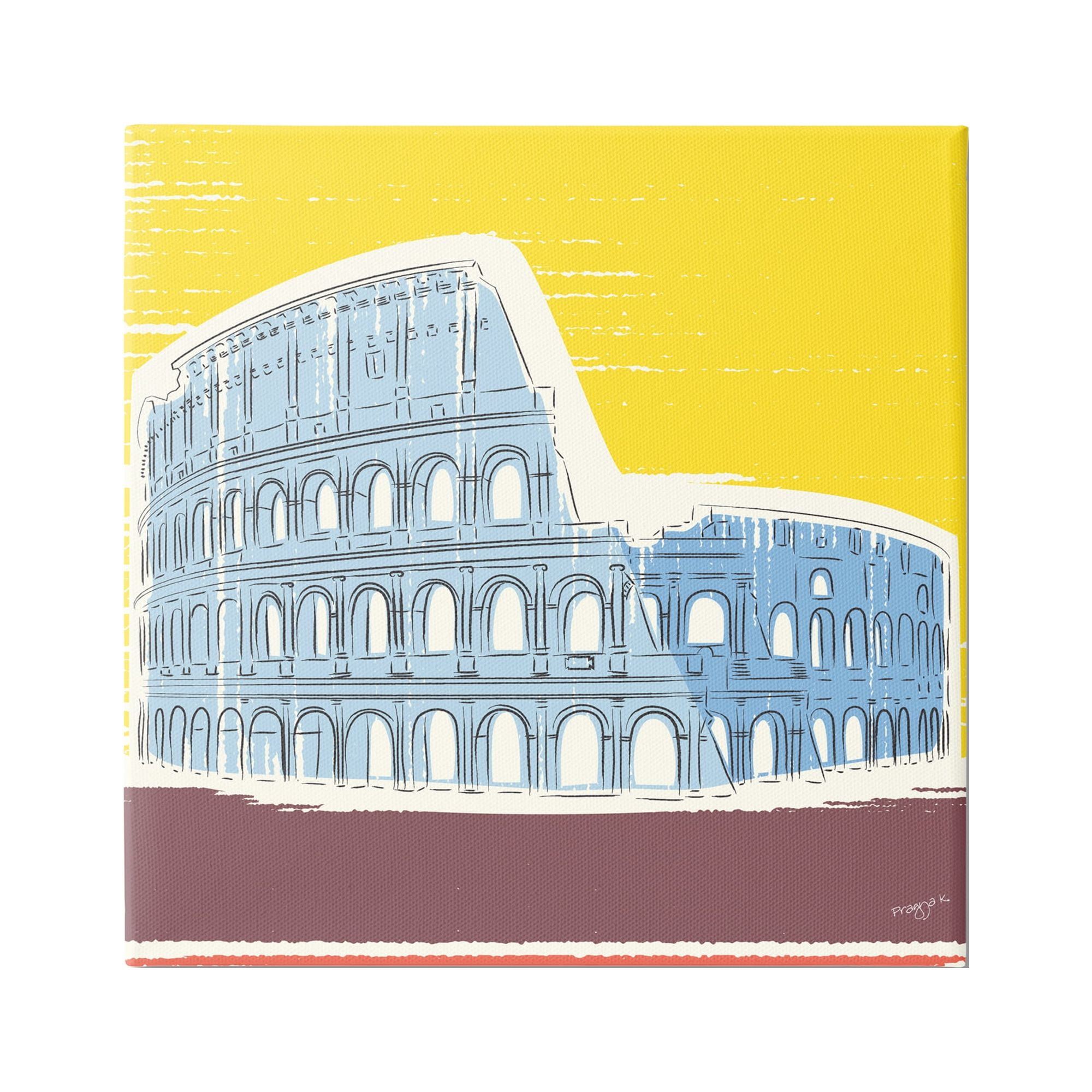 Stupell Industries Modern Colosseum Building Travel & Places Painting Gallery Wrapped Canvas Art Print Wall Art, 36 x 36