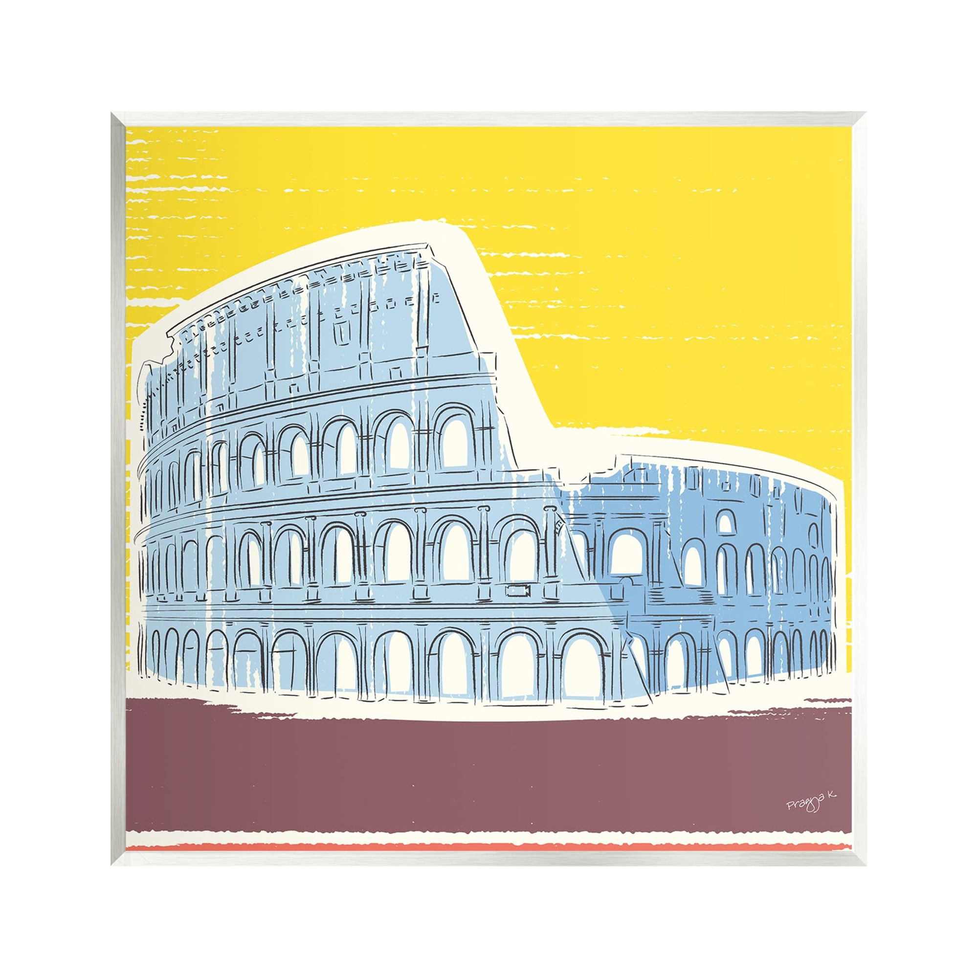 Stupell Industries Modern Colosseum Building Travel & Places Painting Unframed Art Print Wall Art, 12 x 12
