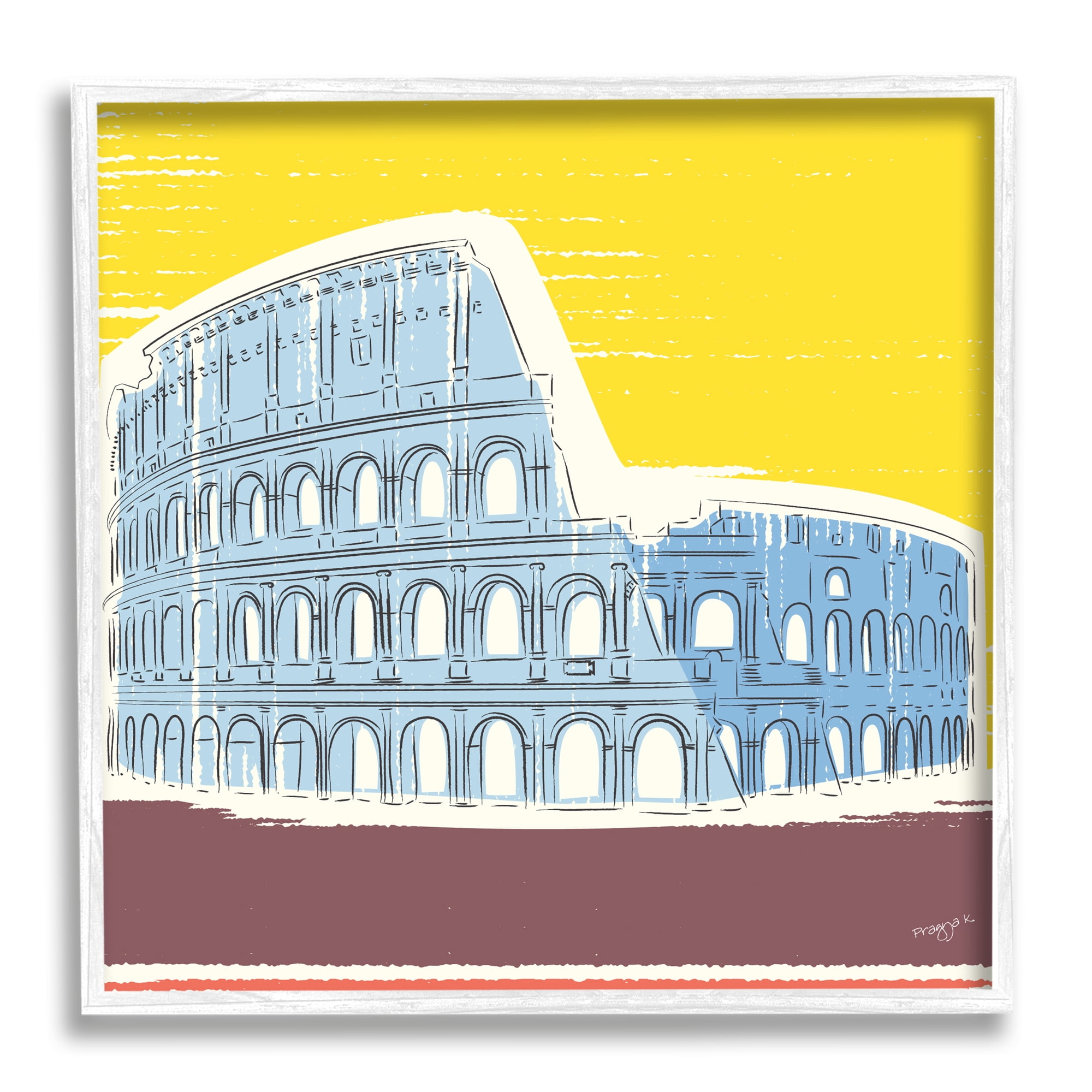 Stupell Industries Modern Colosseum Building Travel & Places Painting White Framed Art Print Wall Art, 24 x 24