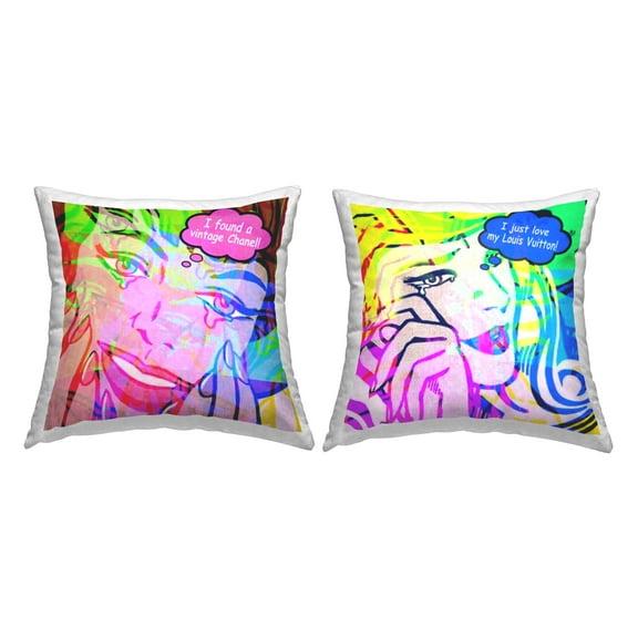 Stupell Industries Modern Comic Fashion Girls Decorative Printed Throw Pillow Design by Graffi*tee Studios.