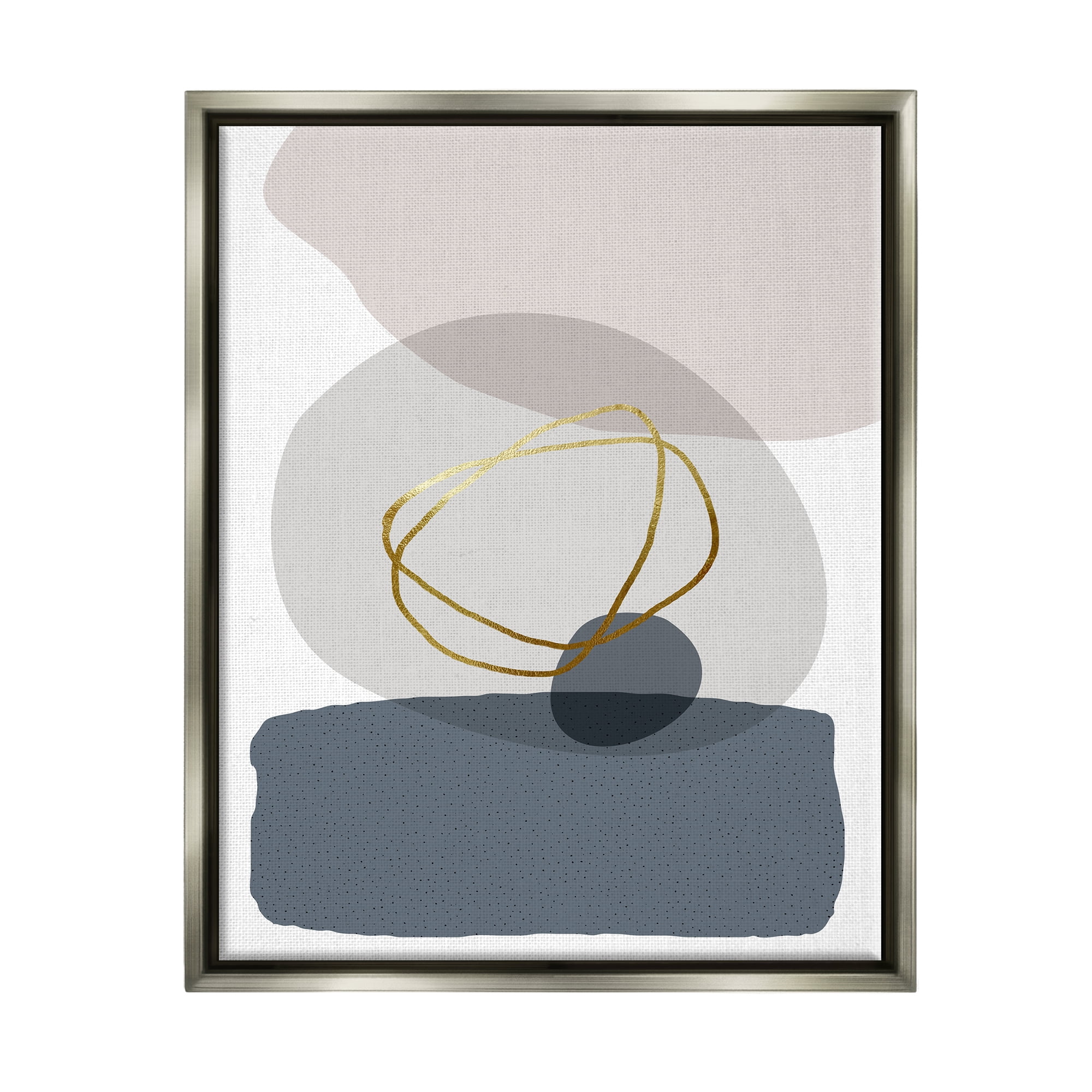 Stupell Industries Modern Contemporary Abstract Rock Shapes Glam Detail Luster Gray Framed Floating Canvas Wall Art, 24x30, by Urban Epiphany