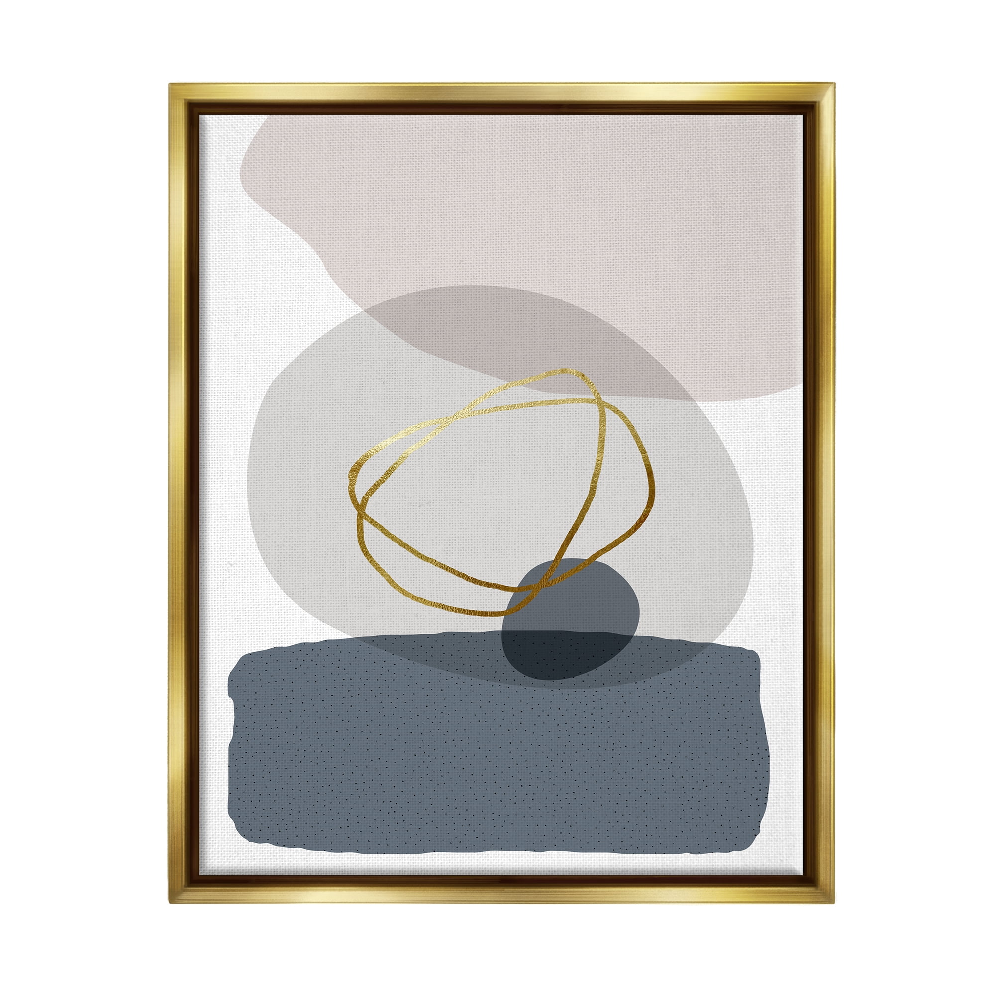 Stupell Industries Modern Contemporary Abstract Rock Shapes Glam Detail Metallic Gold Framed Floating Canvas Wall Art, 24x30, by Urban Epiphany