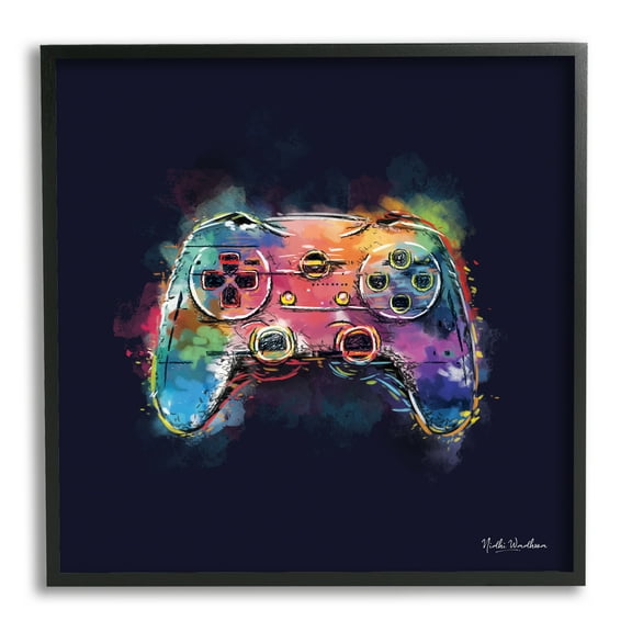 Stupell Industries Modern Controller Splash Beauty & Fashion Painting Black Framed Art Print Wall Art, 12 x 12