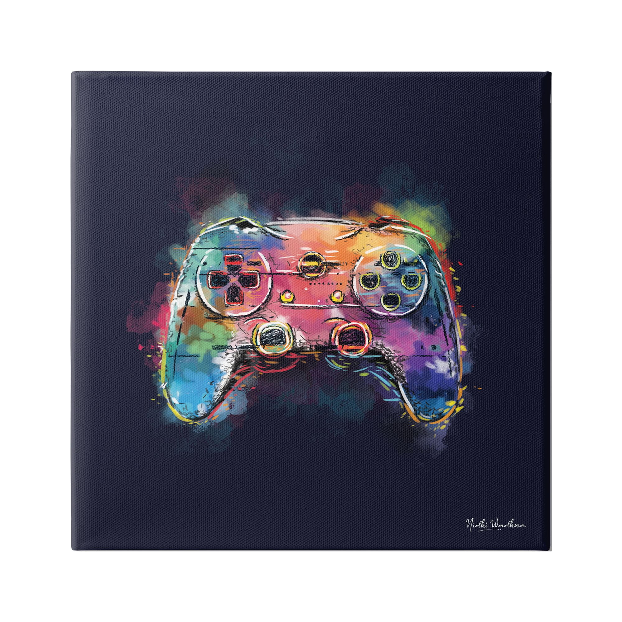 Stupell Industries Modern Controller Splash Beauty & Fashion Painting Gallery Wrapped Canvas Print Wall Art, 17 x 17