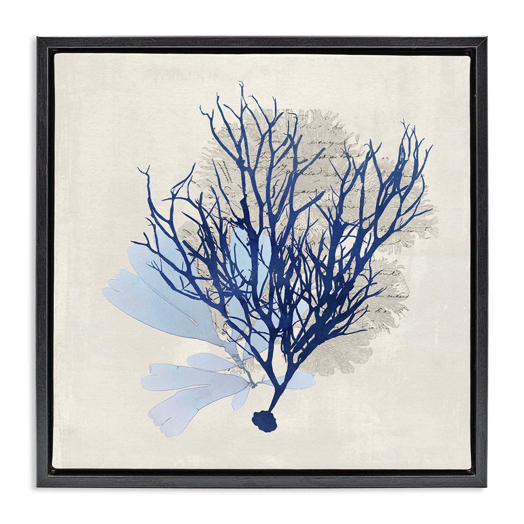 Stupell Industries Modern Coral Branch Nautical & Beach Painting Black Floater Framed Canvas Art Print Wall Art, 25 x 25