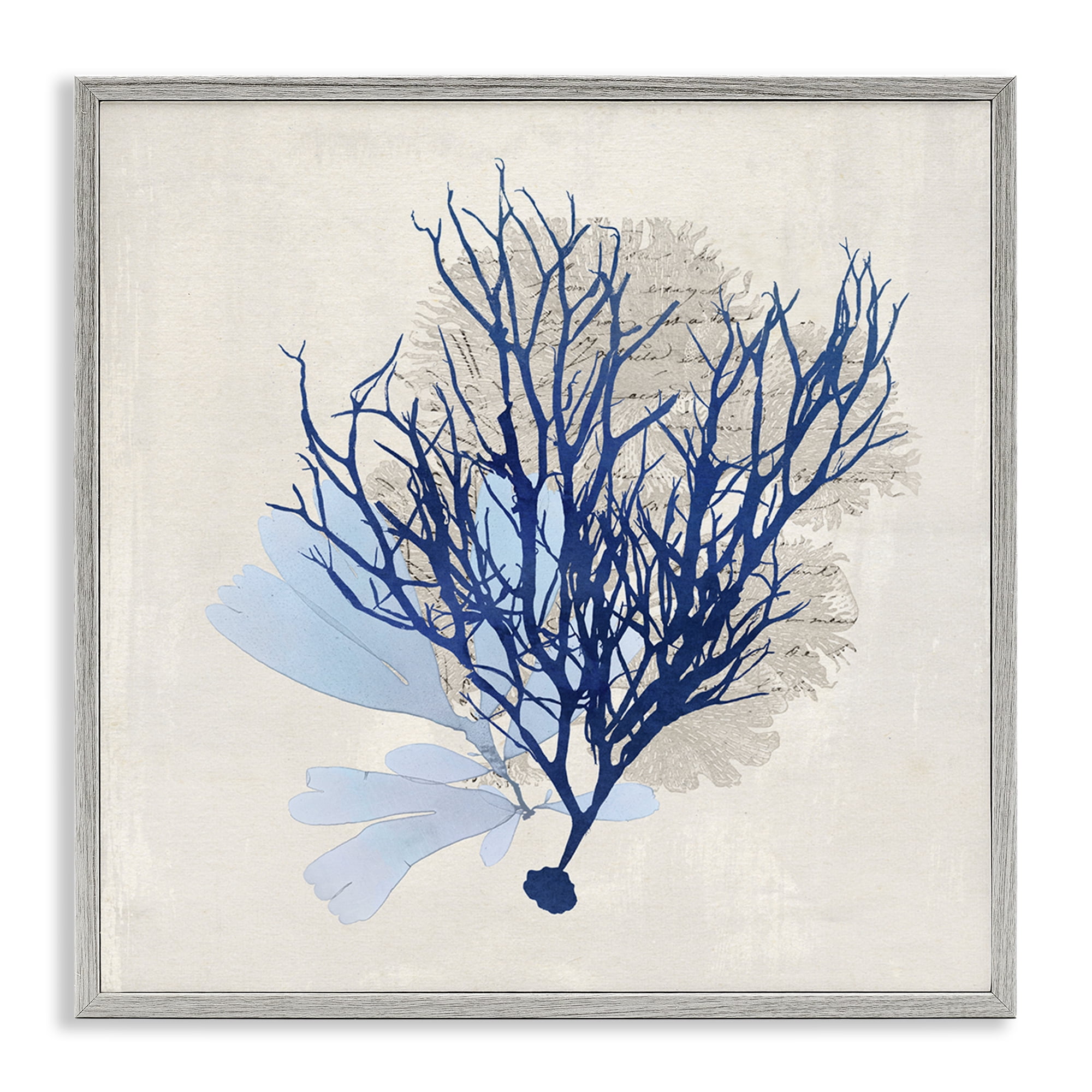 Stupell Industries Modern Coral Branch Nautical & Beach Painting Gray Framed Art Print Wall Art, 17 x 17
