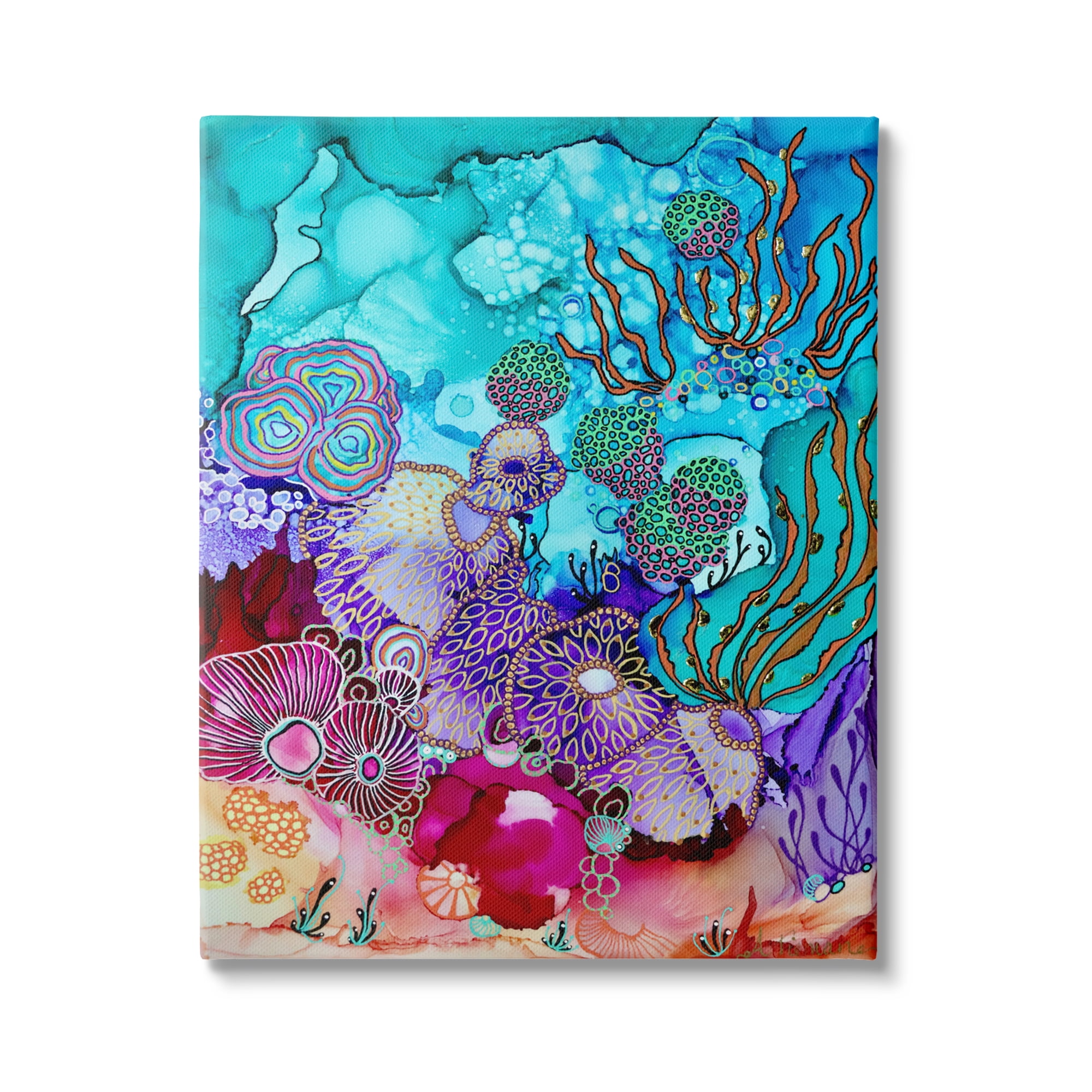 Modern Coral Reef Abstract Canvas Print in Multicolor