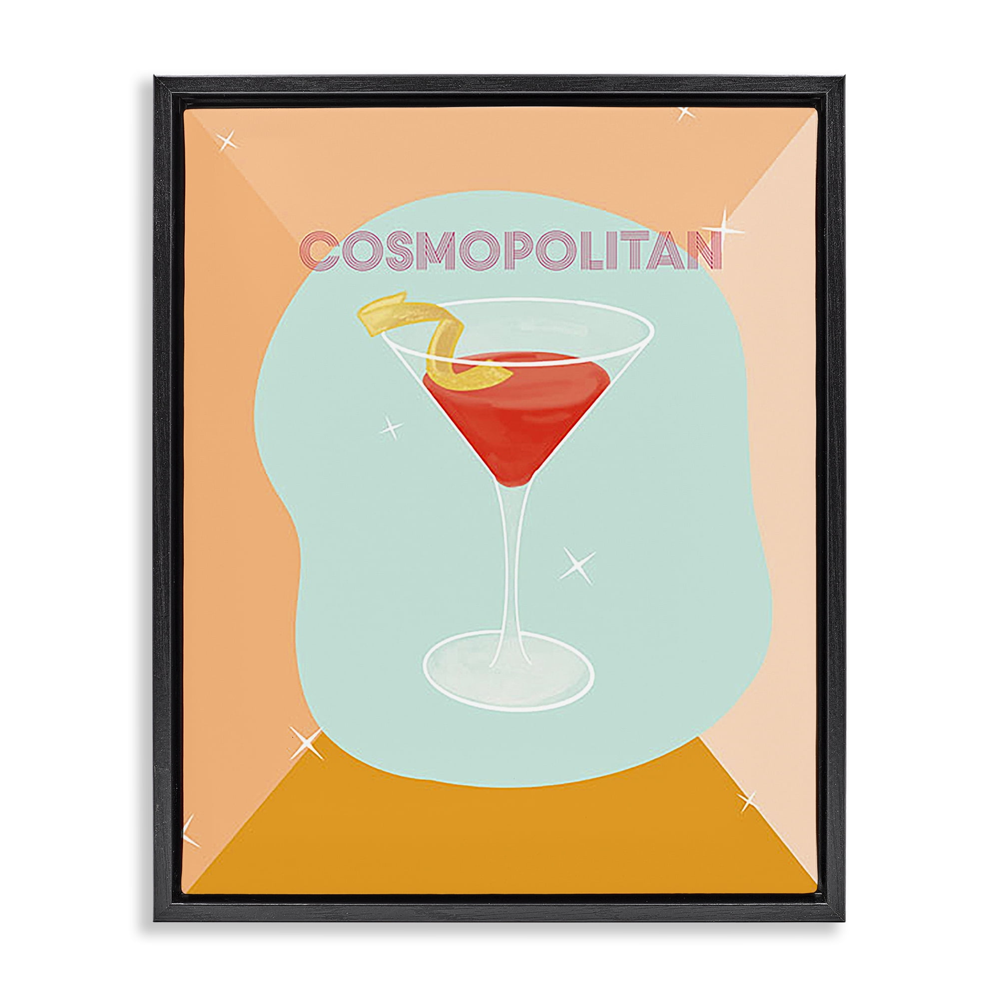 Stupell Industries Modern Cosmopolitan Drink Food & Beverage Painting Black Floater Framed Canvas Art Print Wall Art, 17 x 21