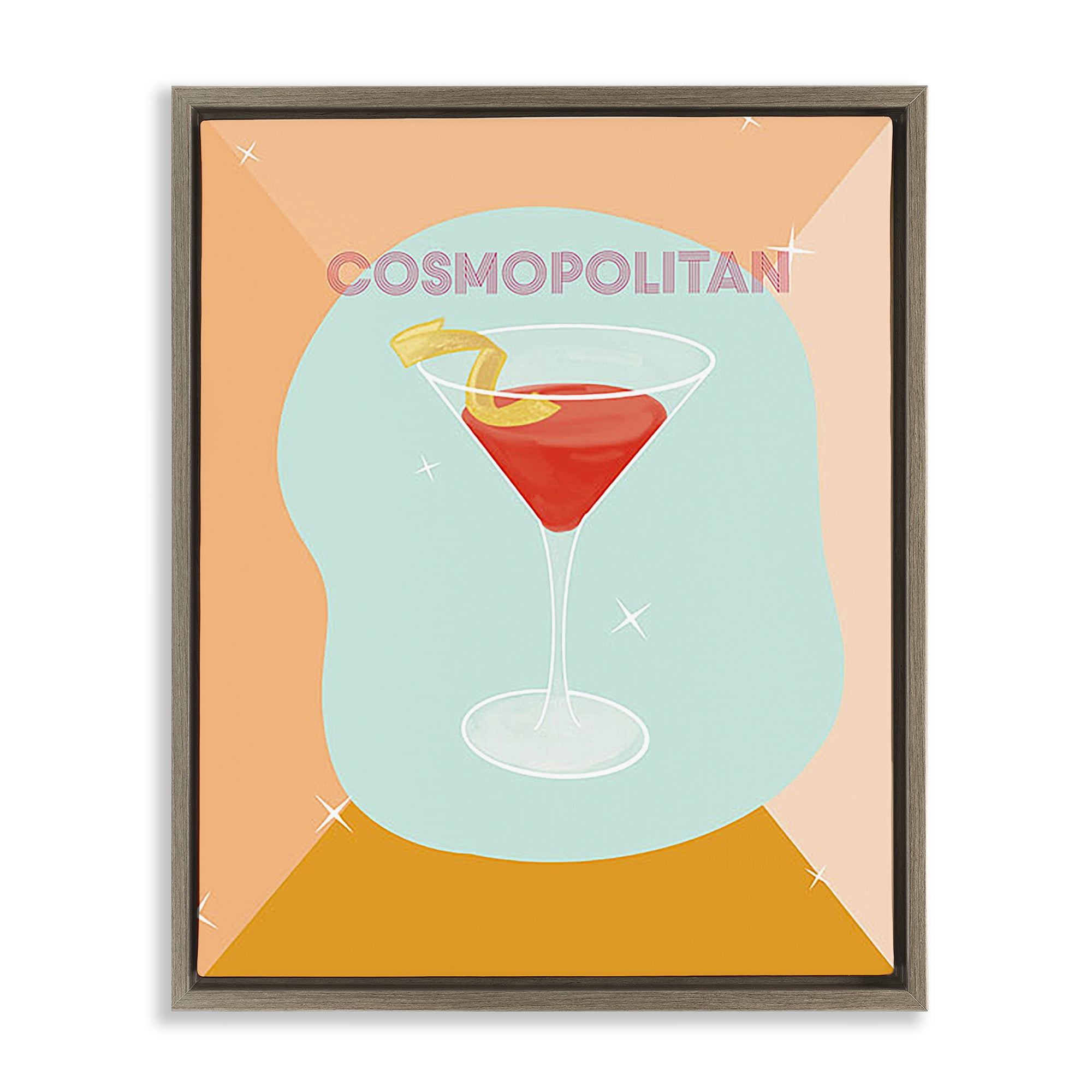Stupell Industries Modern Cosmopolitan Drink Food & Beverage Painting Brown Floater Framed Canvas Art Print Wall Art, 25 x 31