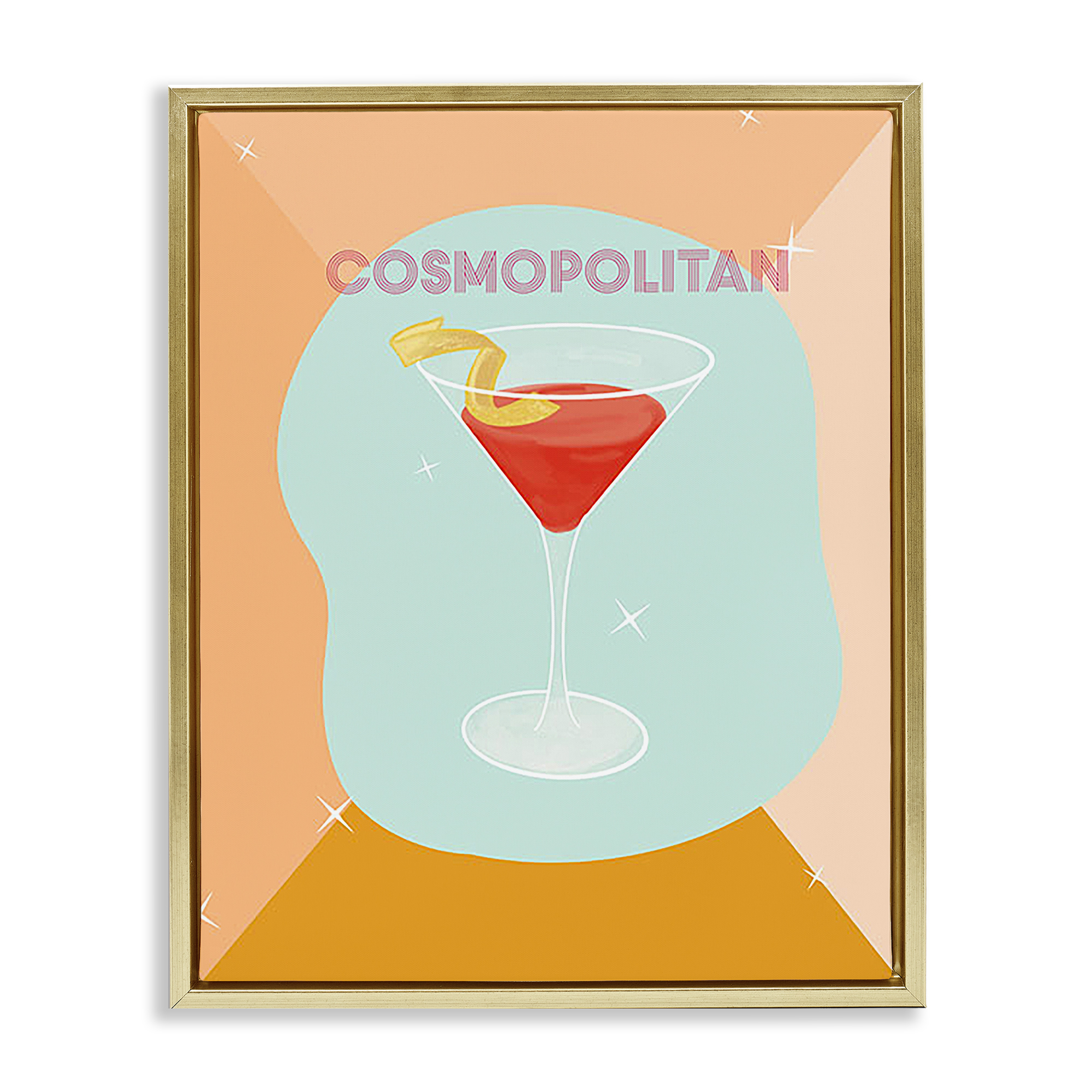 Stupell Industries Modern Cosmopolitan Drink Food & Beverage Painting Gold Floater Framed Canvas Art Print Wall Art, 17 x 21
