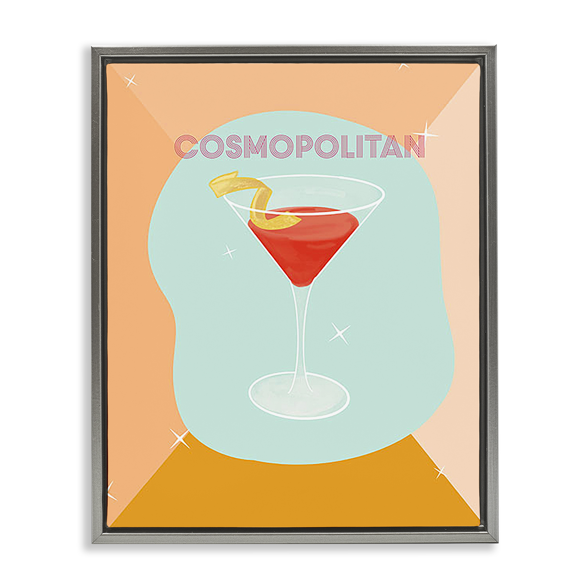 Stupell Industries Modern Cosmopolitan Drink Food & Beverage Painting Gray Floater Framed Canvas Art Print Wall Art, 17 x 21