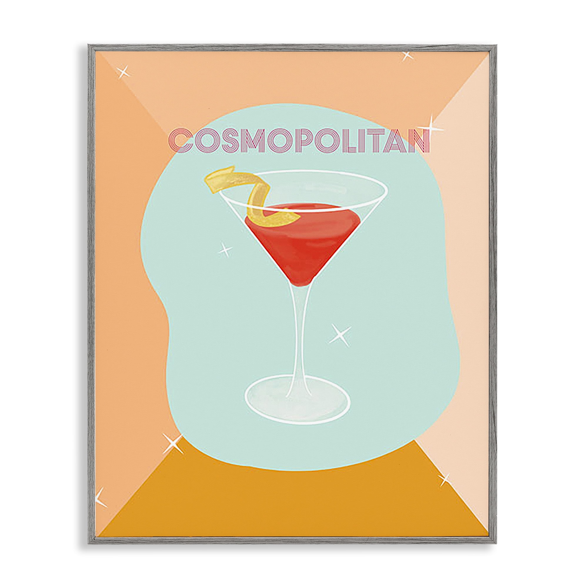 Stupell Industries Modern Cosmopolitan Drink Food & Beverage Painting Gray Framed Art Print Wall Art, 11 x 14
