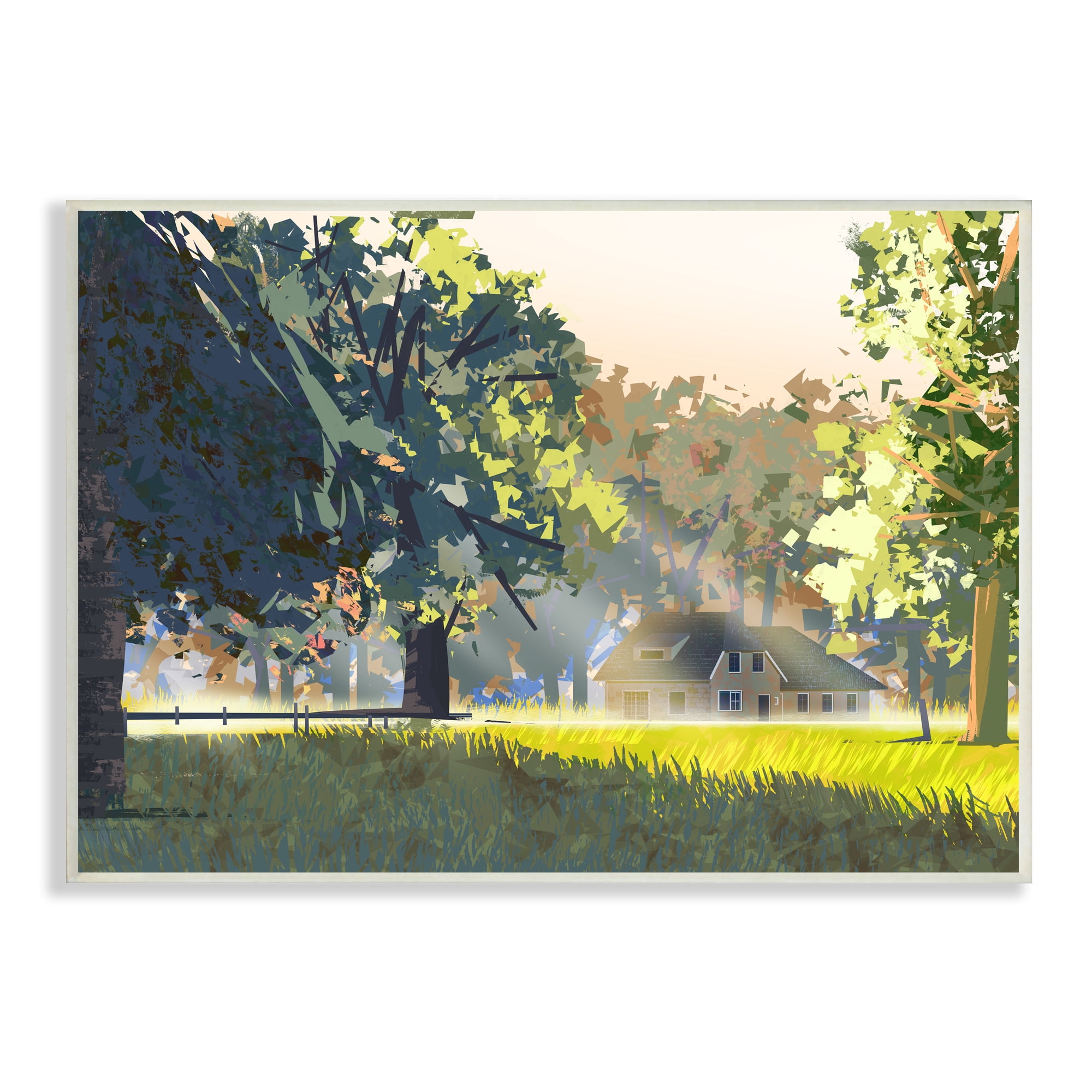 Stupell Industries Modern Cottage Home Landscape Geometric Shapes Abstract Trees, 19 x 13,Design by Ziwei Li