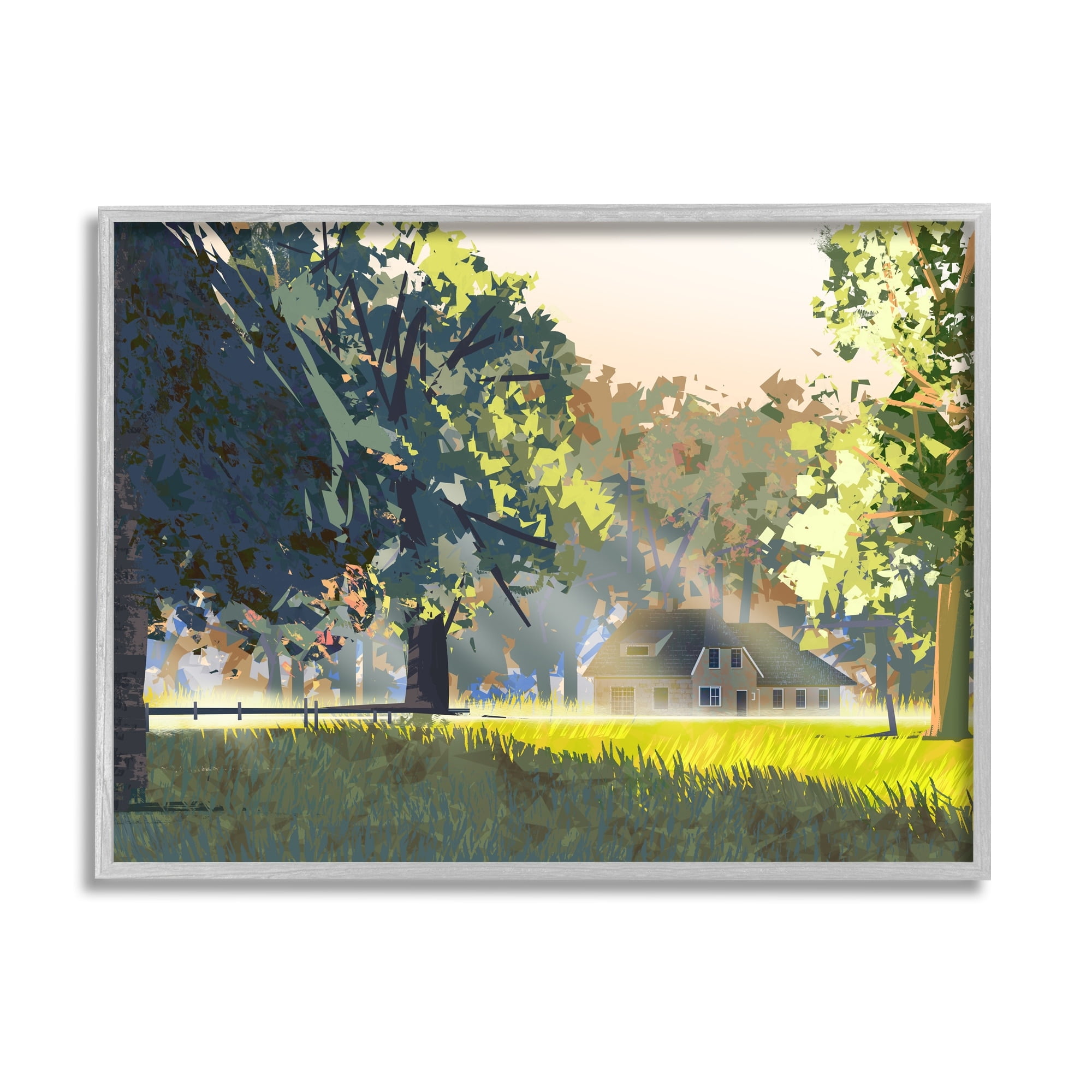 Stupell Industries Modern Cottage Home Landscape Geometric Shapes Abstract Trees, 20 x 16,Design by Ziwei Li