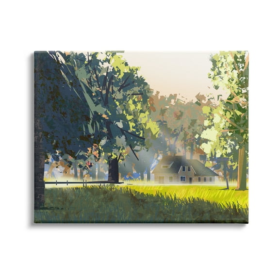 Stupell Industries Modern Cottage Home Landscape Geometric Shapes Abstract Trees, 30 x 24,Design by Ziwei Li
