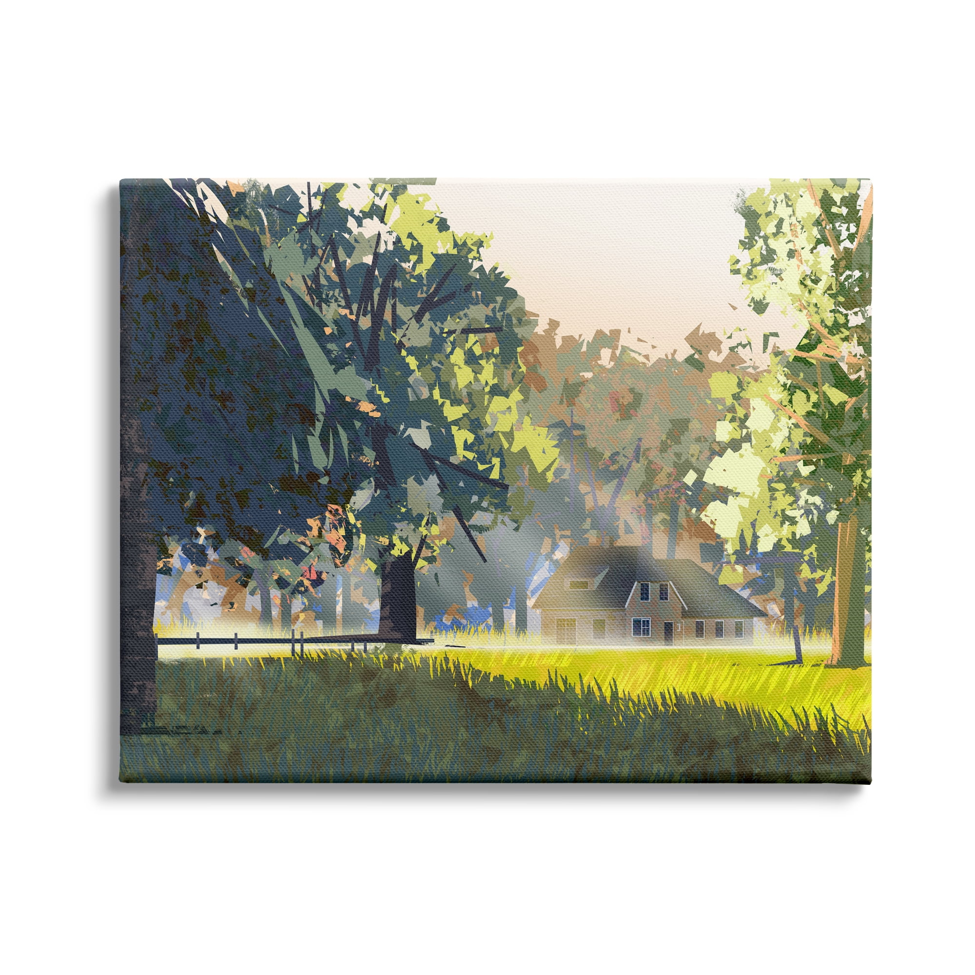 Stupell Industries Modern Cottage Home Landscape Geometric Shapes Abstract Trees, 40 x 30,Design by Ziwei Li