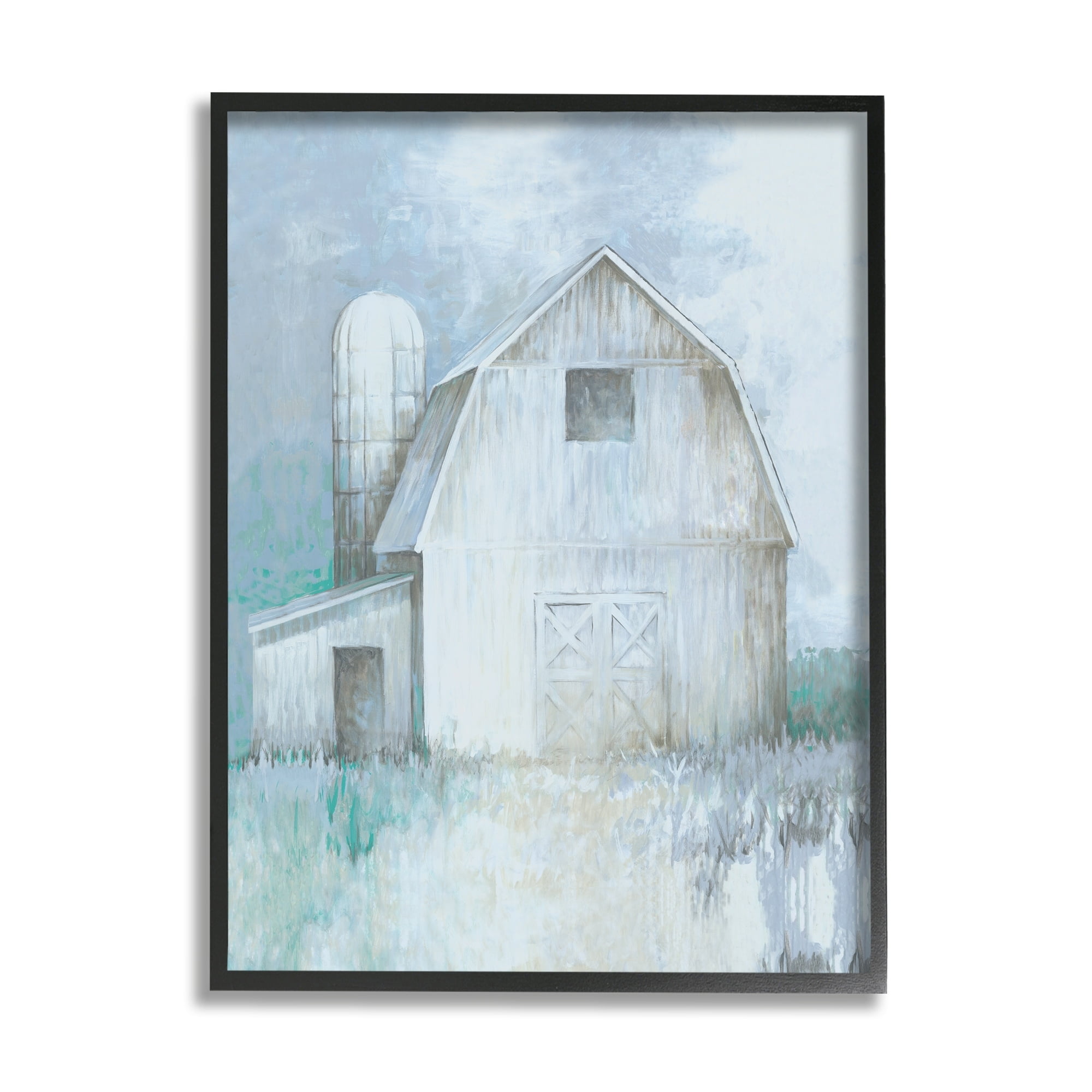 Stupell Industries Modern Country Barn Contemporary Pastel Brush Strokes Painting Black Framed Art Print Wall Art, Design by White Ladder