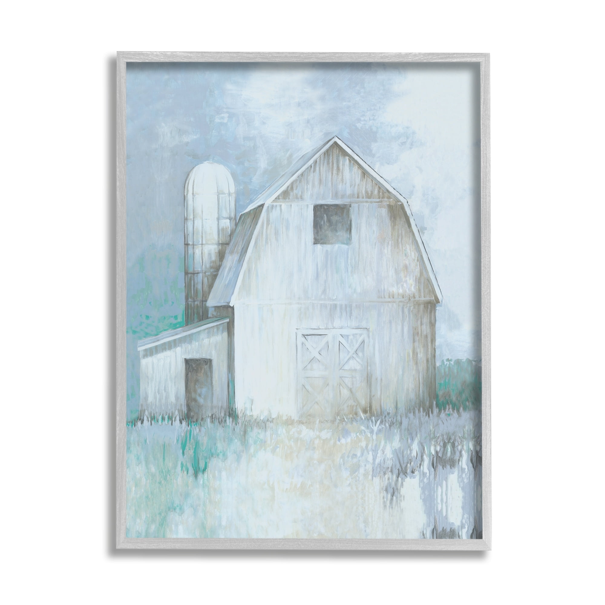 Stupell Industries Modern Country Barn Contemporary Pastel Brush Strokes Painting Gray Framed Art Print Wall Art, Design by White Ladder