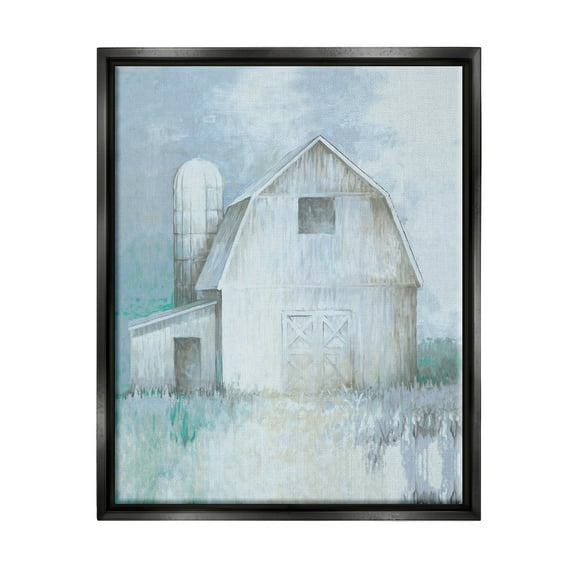 Stupell Industries Modern Country Barn Contemporary Pastel Brush Strokes Painting Jet Black Floating Framed Canvas Print Wall Art, Design by White Ladder