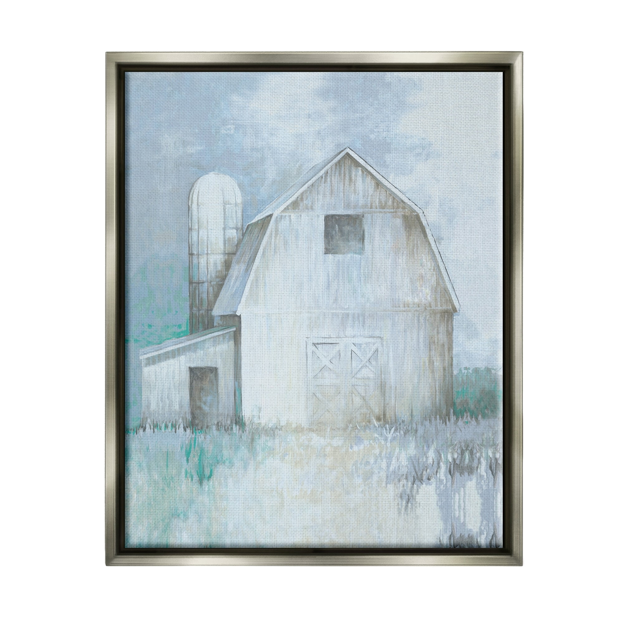 Stupell Industries Modern Country Barn Contemporary Pastel Brush Strokes Painting Luster Gray Floating Framed Canvas Print Wall Art, Design by White Ladder