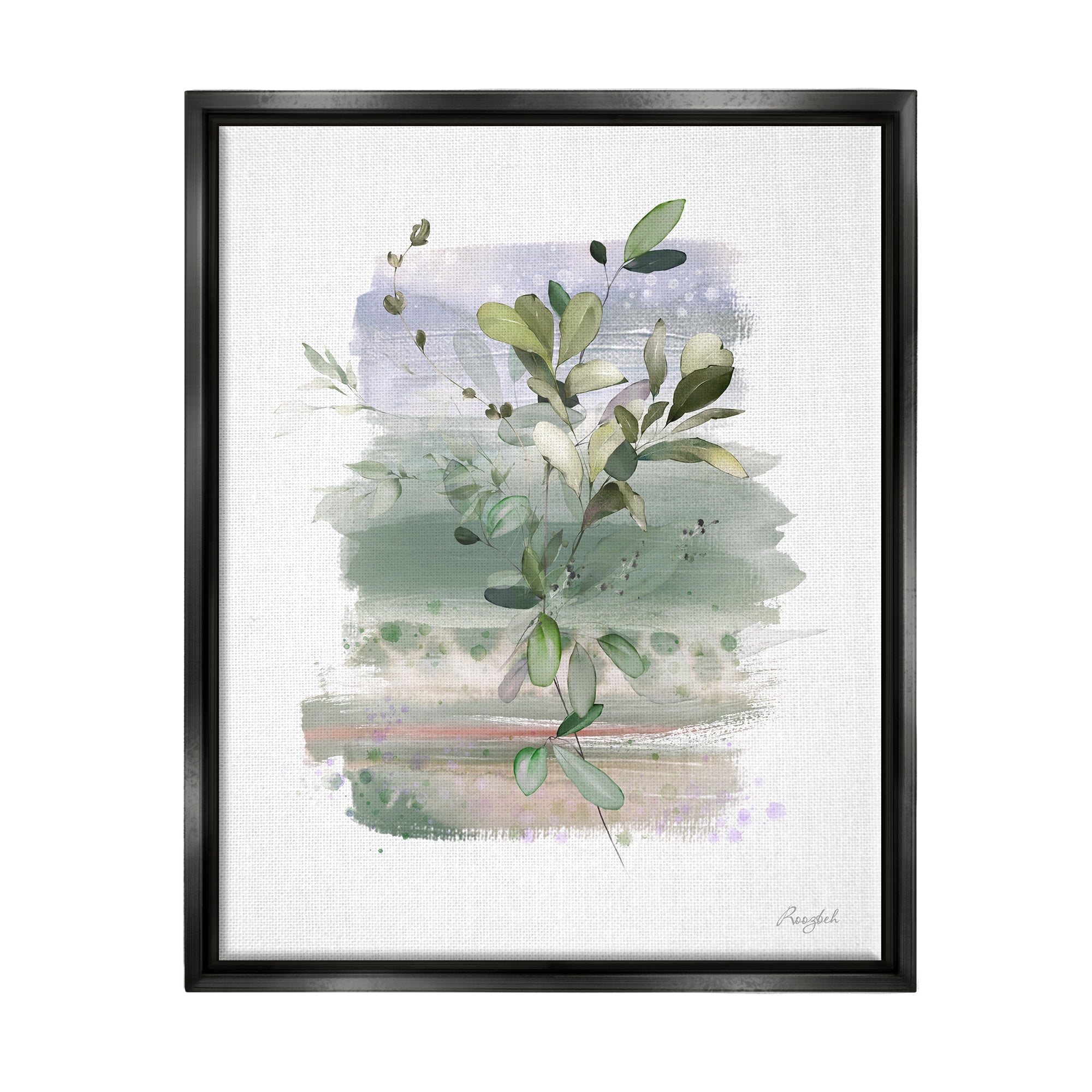 Stupell Industries Modern Country Herbs Botanical & Floral Painting Black Floater Framed Canvas Art Print Wall Art, 17 x 21