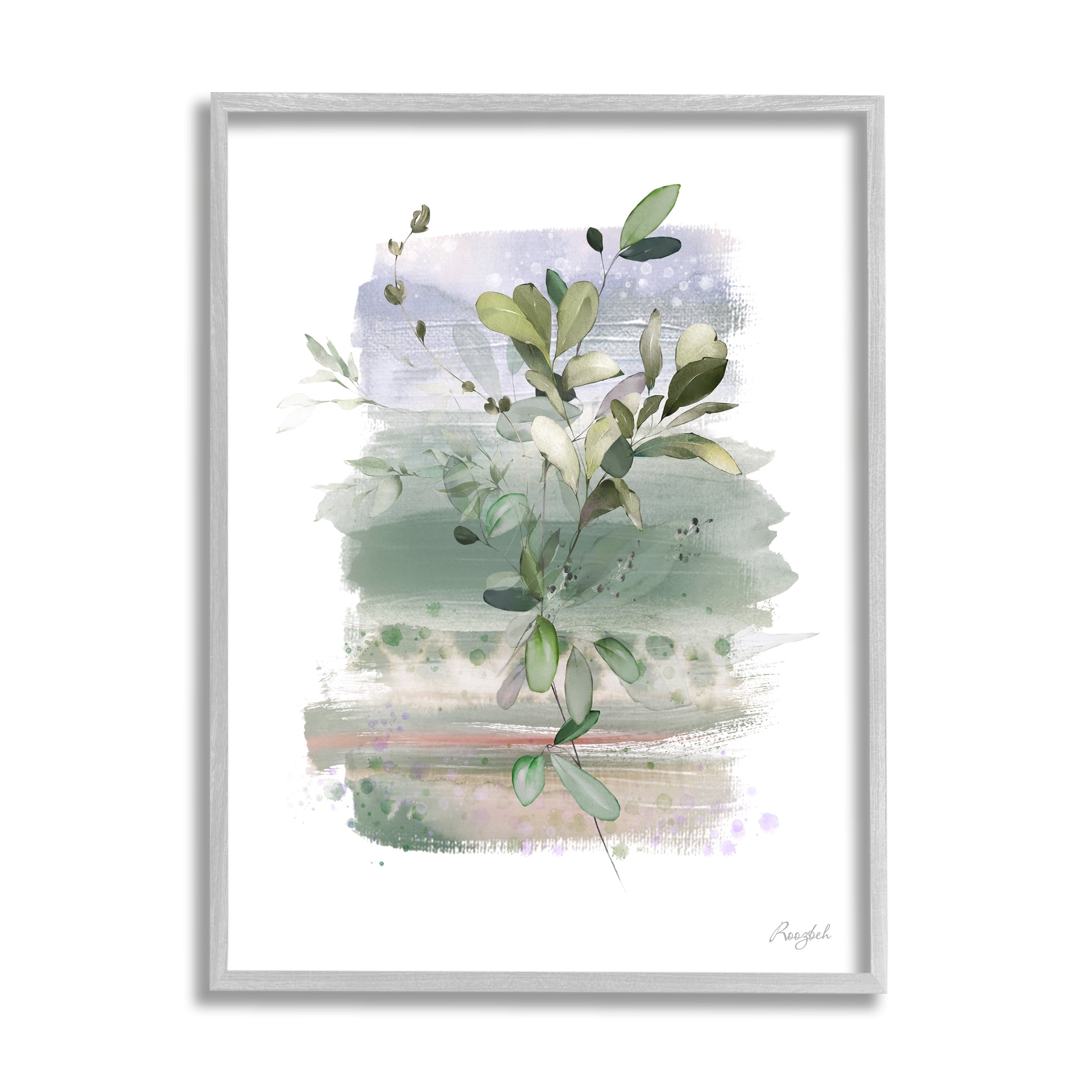 Stupell Industries Modern Country Herbs Botanical & Floral Painting Gray Framed Art Print Wall Art, 11 x 14